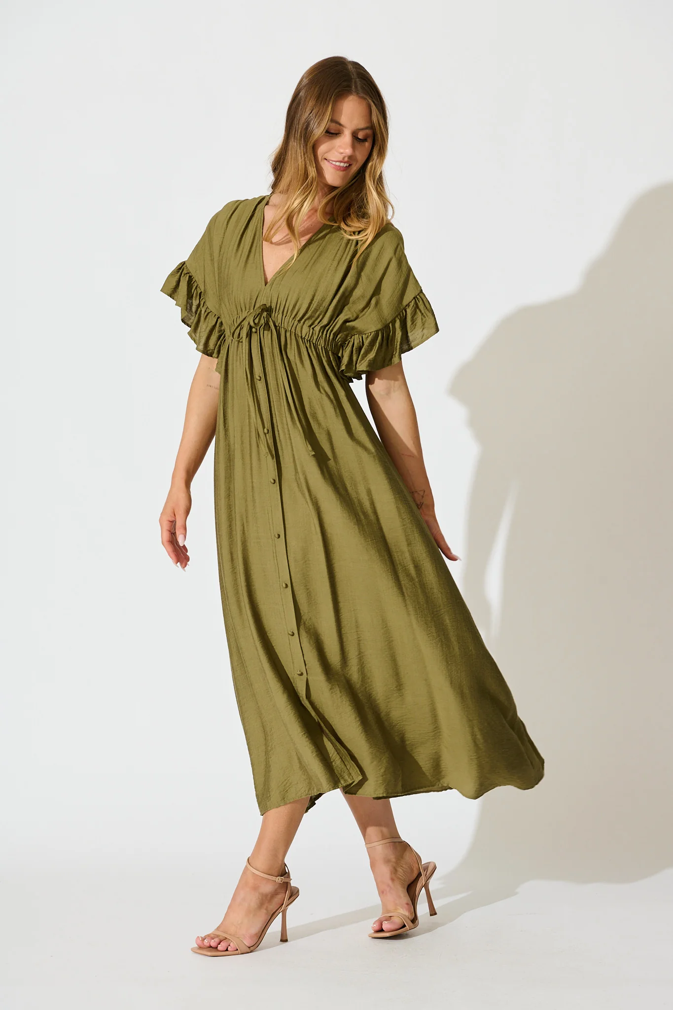 Rue Maxi Dress In Khaki - Image 3