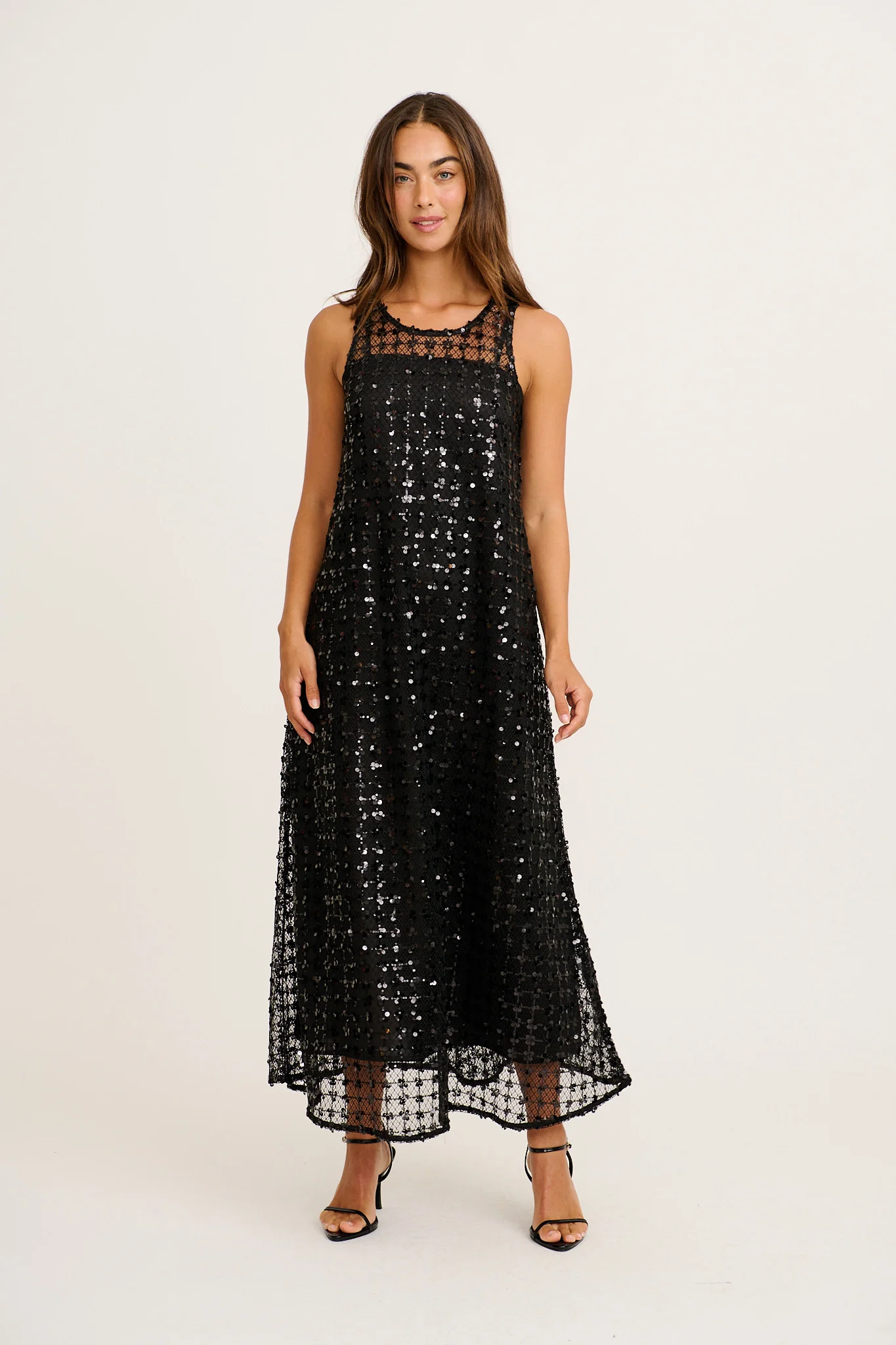 Runway Ready Maxi Dress in Black Sequin - Image 3