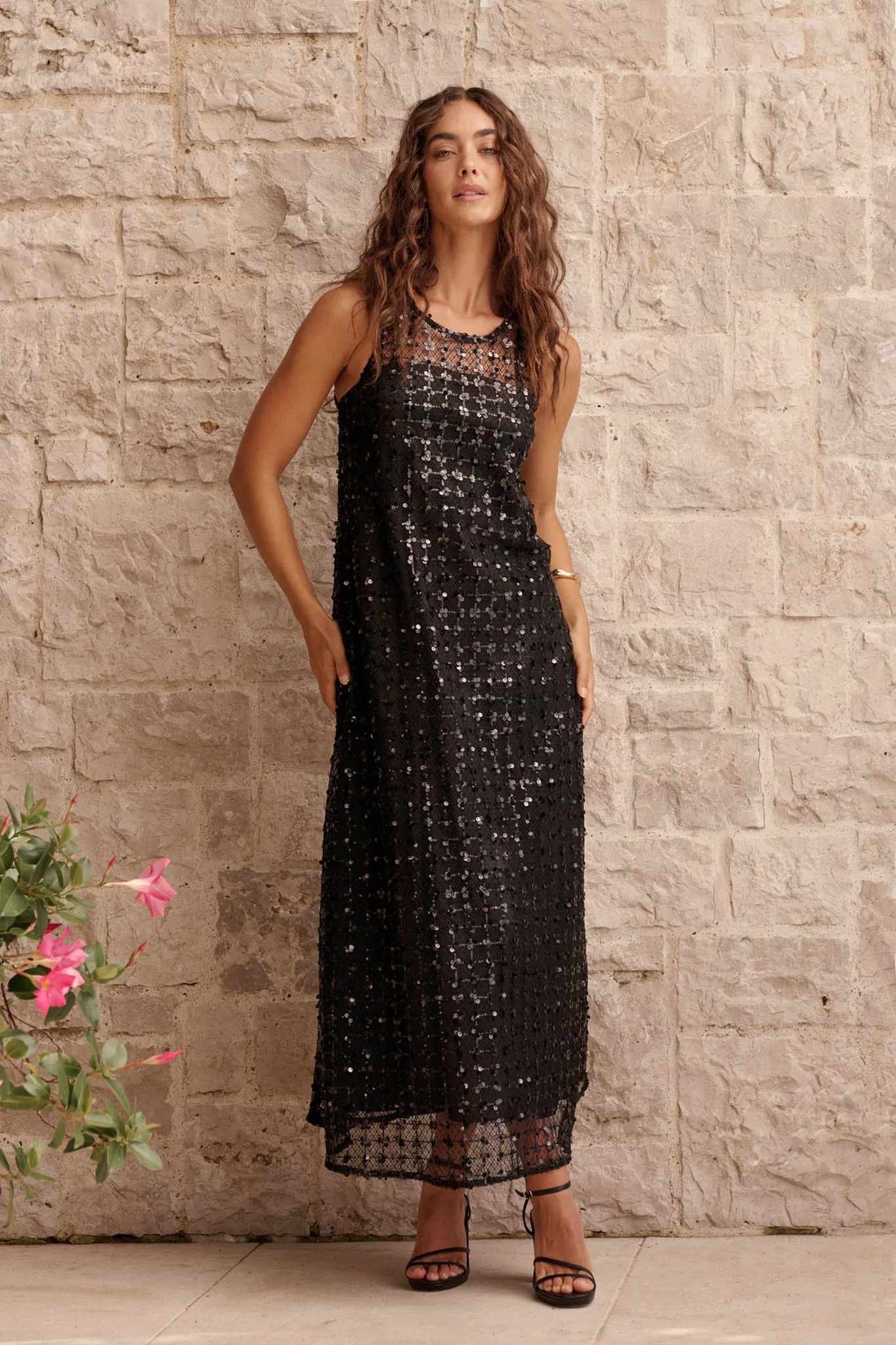 Runway Ready Maxi Dress in Black Sequin - Image 4