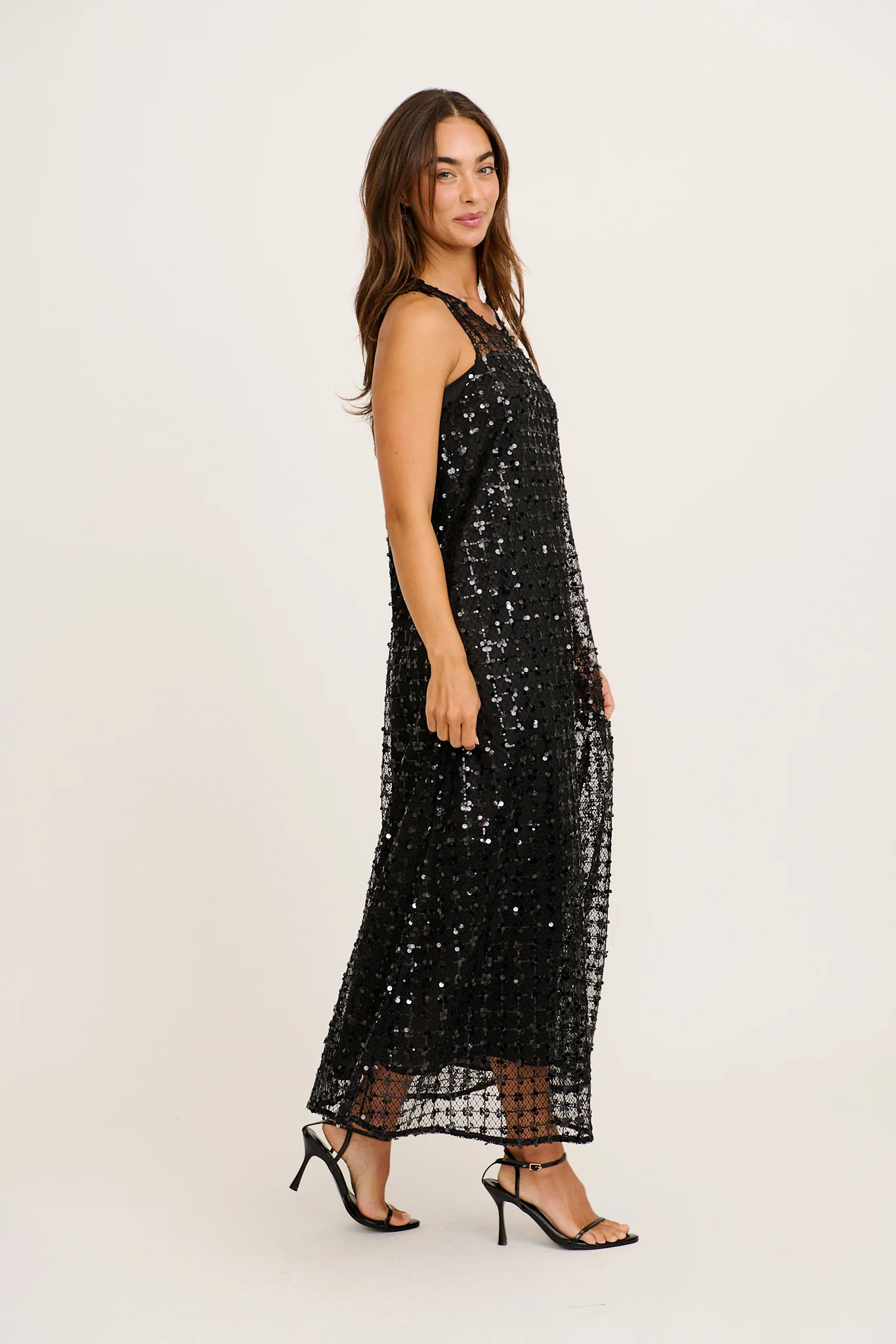 Runway Ready Maxi Dress in Black Sequin - Image 8