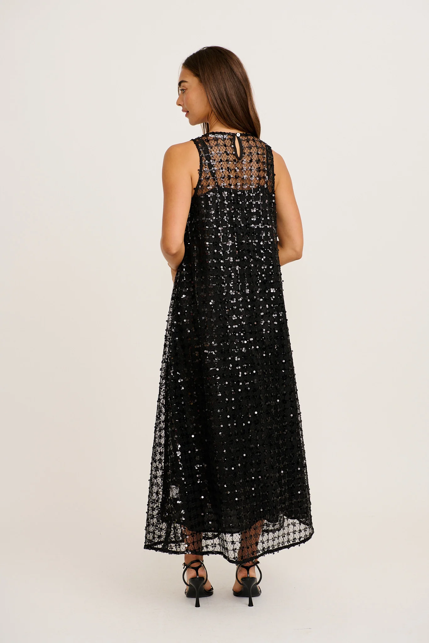 Runway Ready Maxi Dress in Black Sequin - Image 9