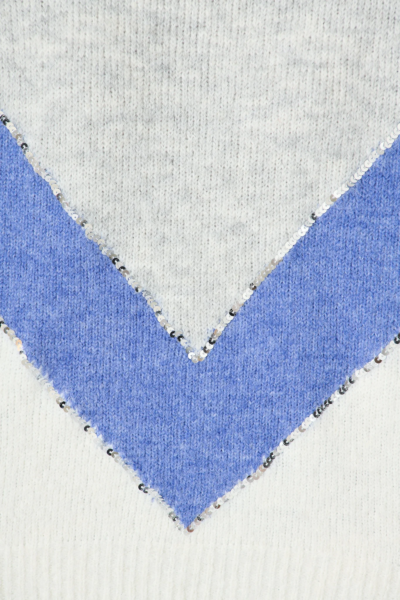 Sabre Knit in Grey with Blue Colourblock Sequin Wool Blend - Image 6