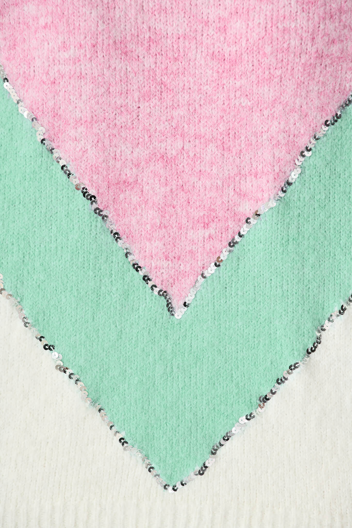 Sabre Knit in Pink with Green Colourblock Sequin Wool Blend - Image 10