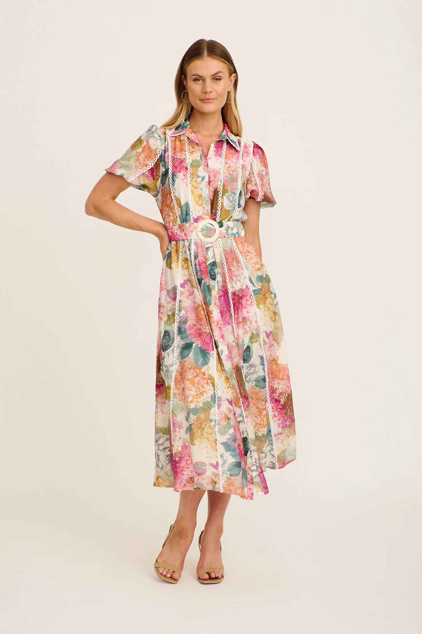 Safiya Maxi Shirt Dress in Multi Floral