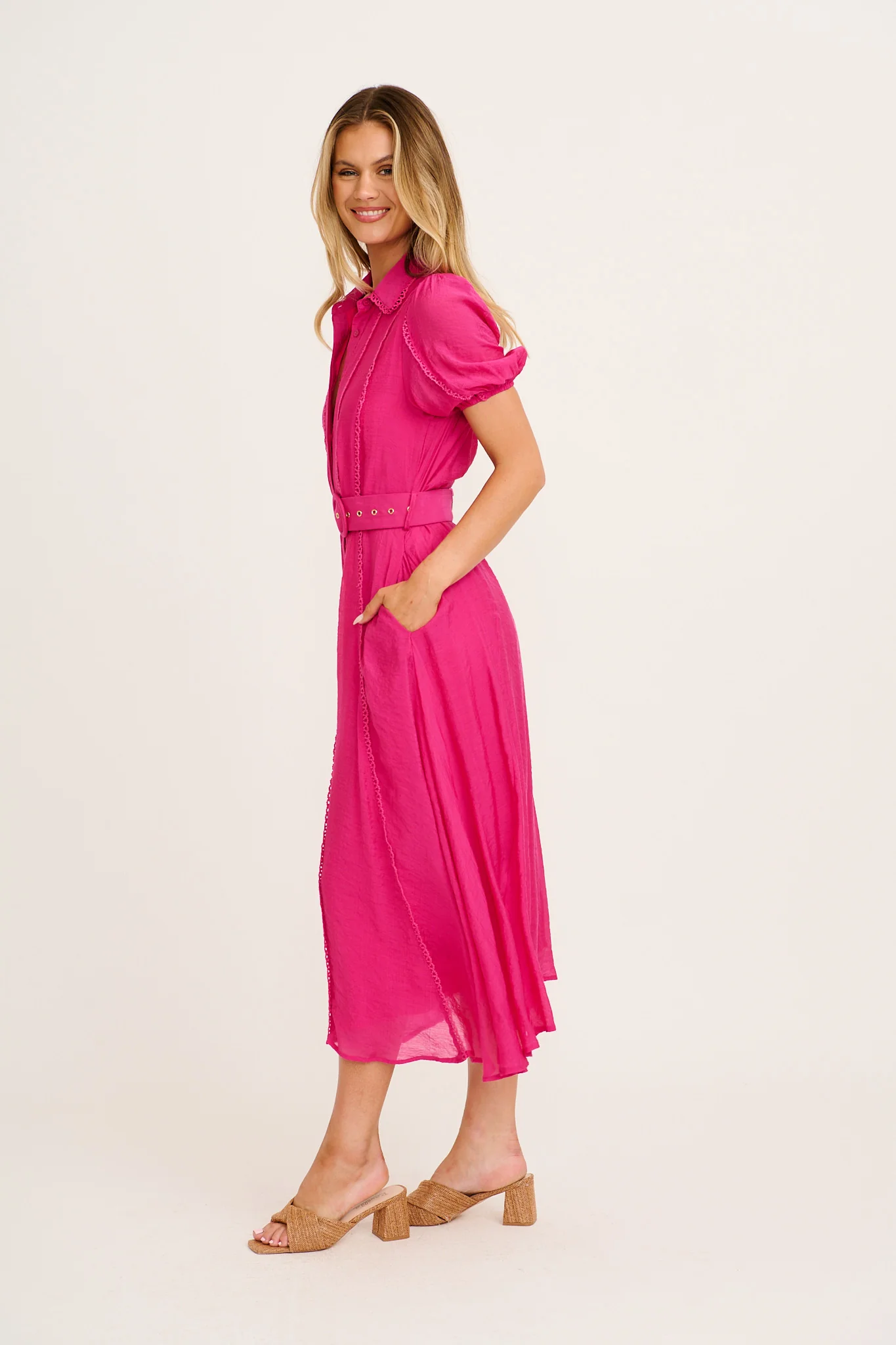 Safiya Maxi Shirt Dress in Pink - Image 3