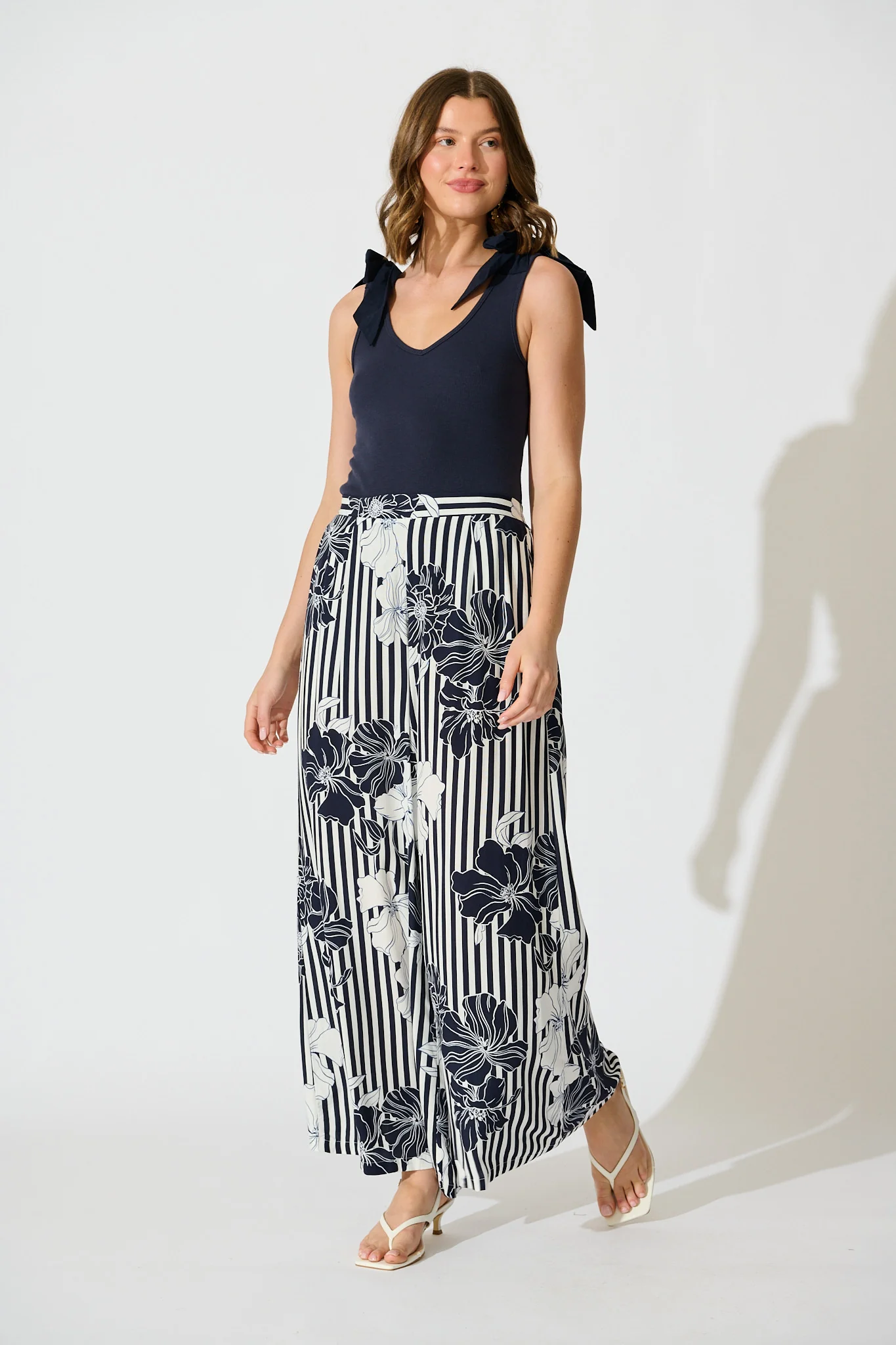 Sailbloom Pant in Navy Stripe Floral - Image 4