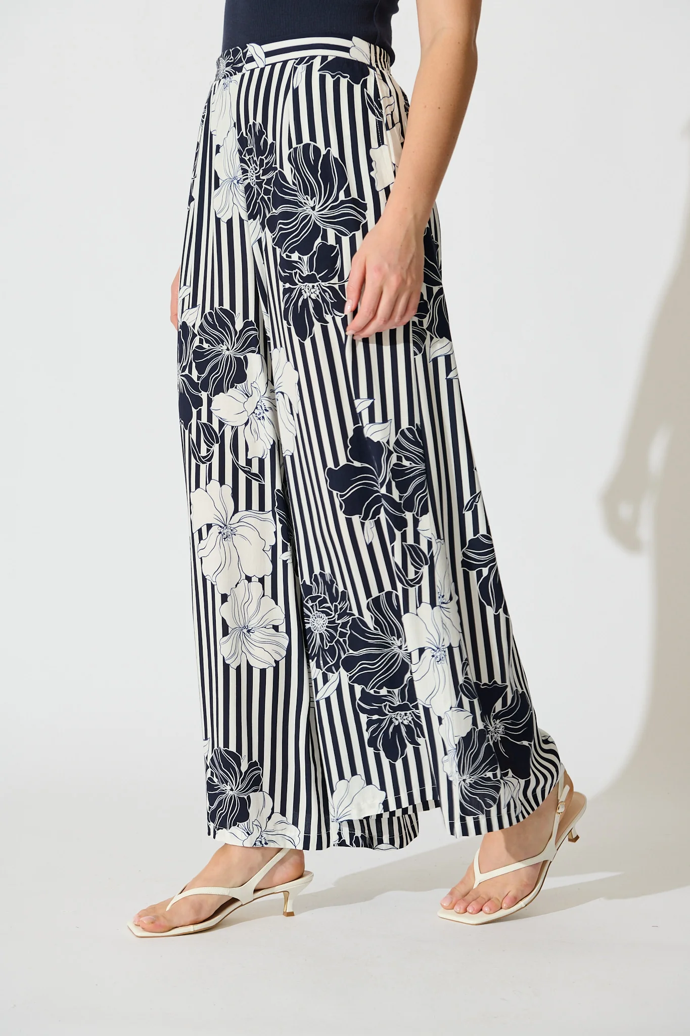 Sailbloom Pant in Navy Stripe Floral - Image 6