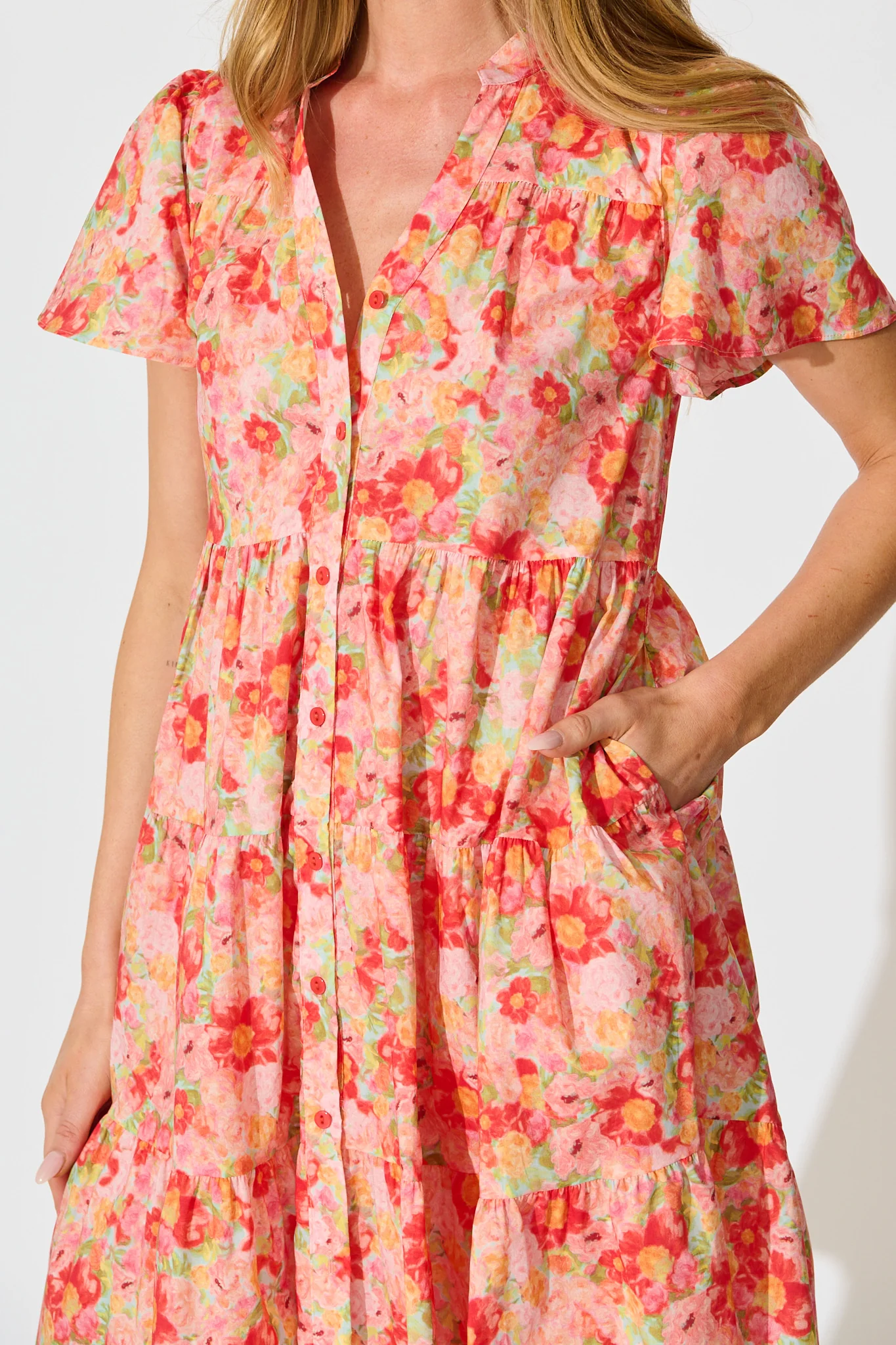 Saldana Smock Dress in Bright Multi Floral Cotton - Image 5