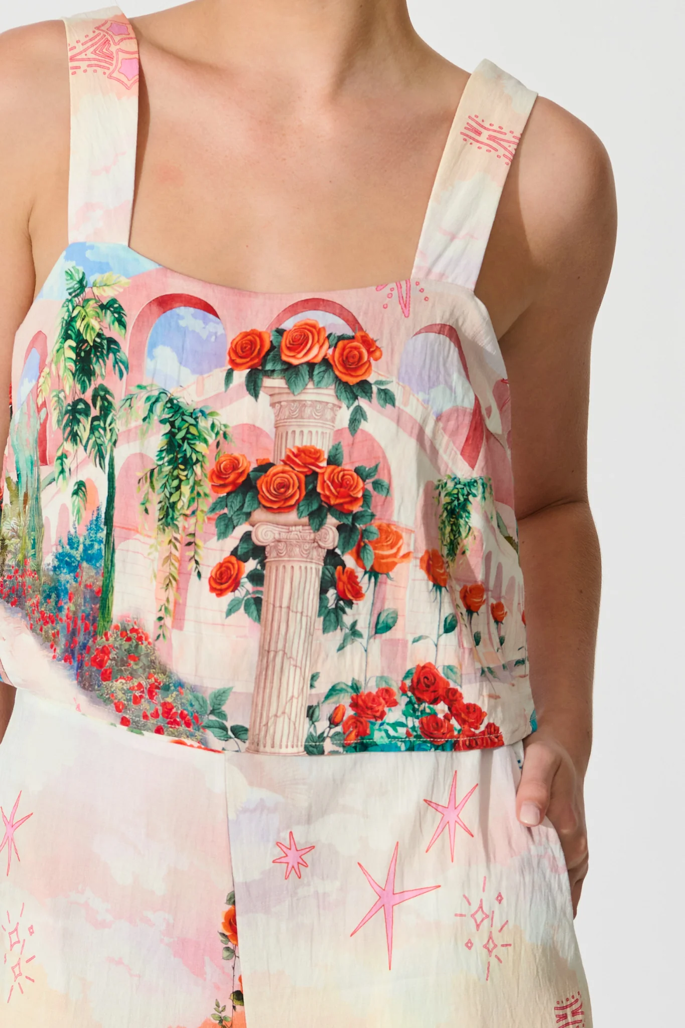 Sandcastle Jumpsuit in Red Rose Conversational Print - Image 5