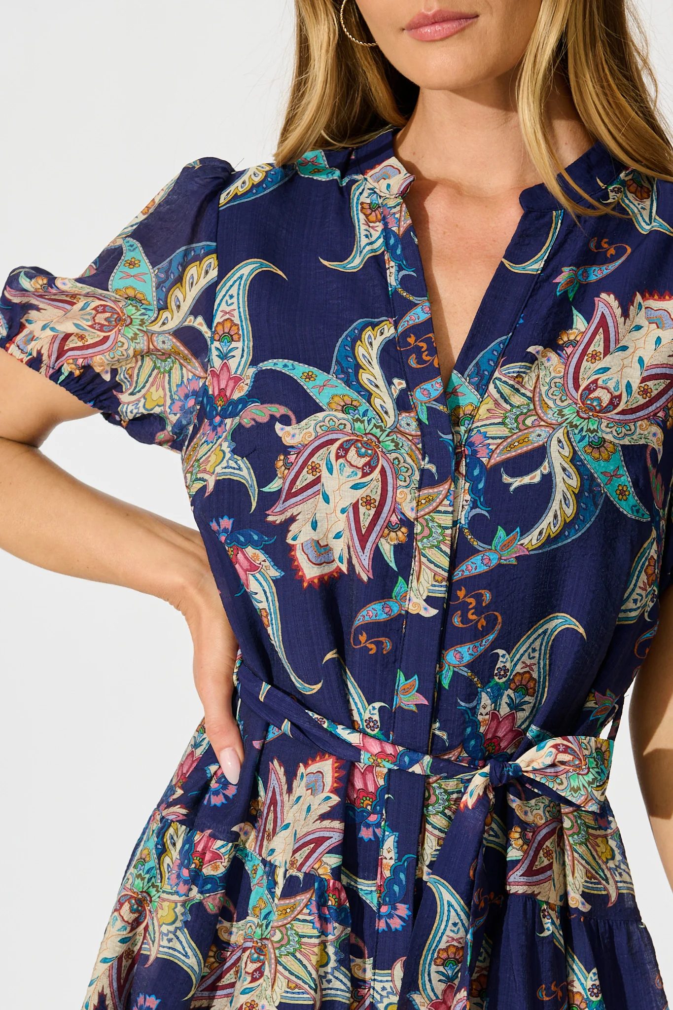 Sanne Dress in Navy Multi Print - Image 5