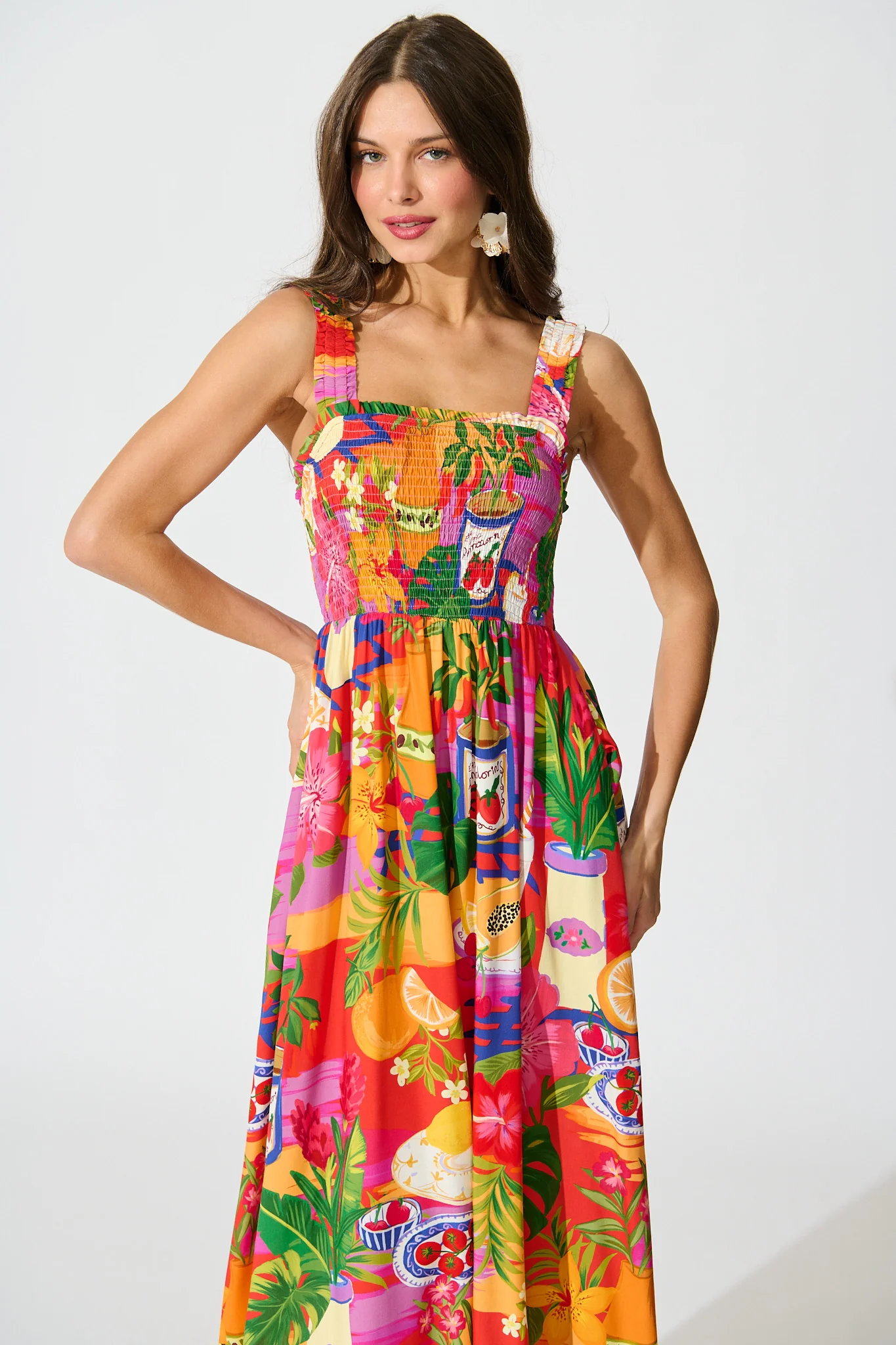 Santi Maxi Sundress in Purple Multi Print - Image 2
