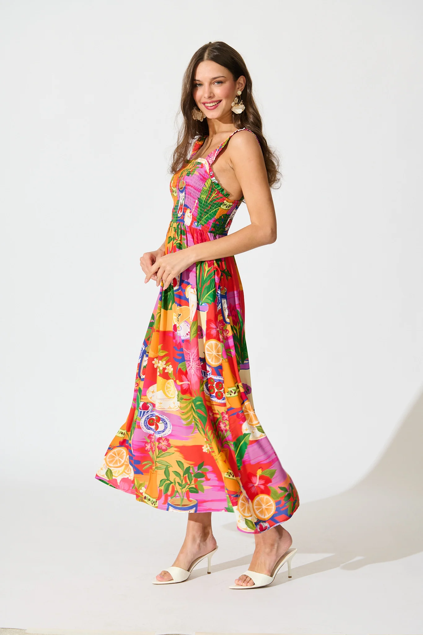 Santi Maxi Sundress in Purple Multi Print - Image 3