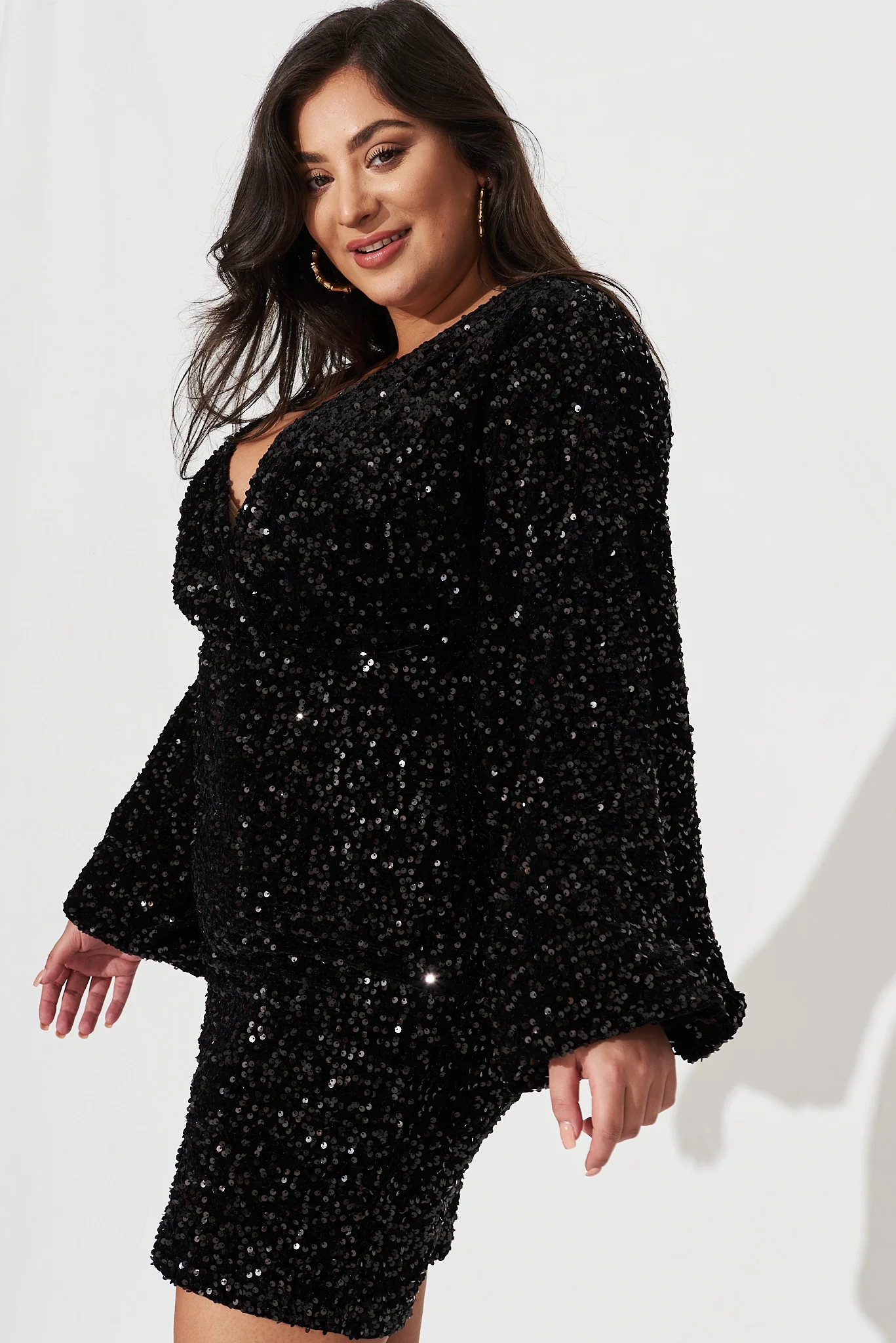 Sapphira Sequin Dress In Black - Image 9