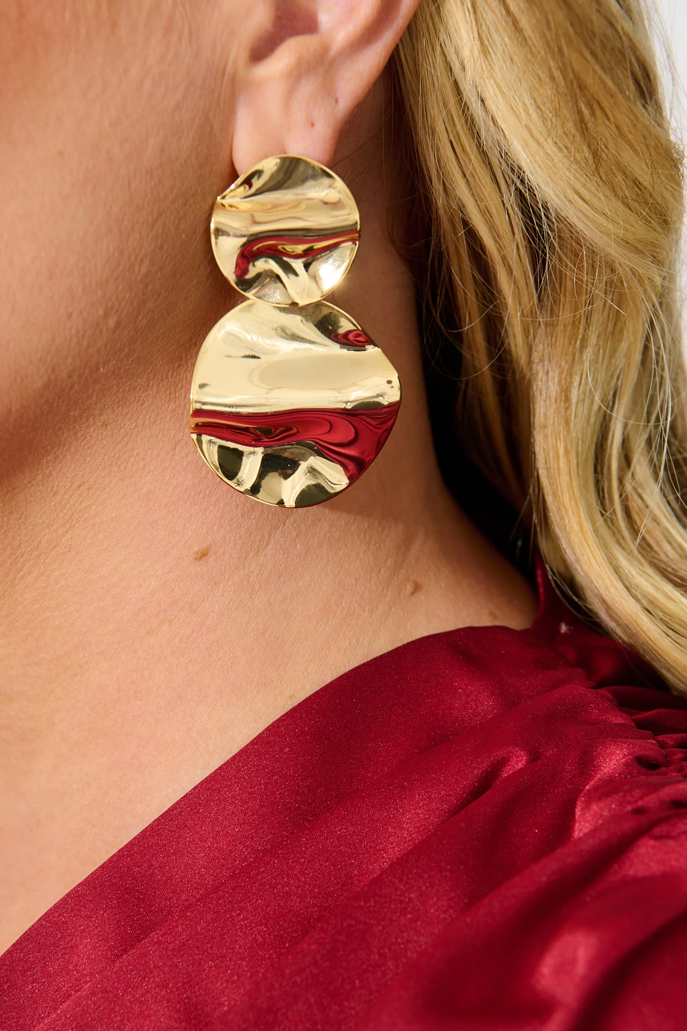 Sarai Drop Earrings in Gold Textured - Image 3