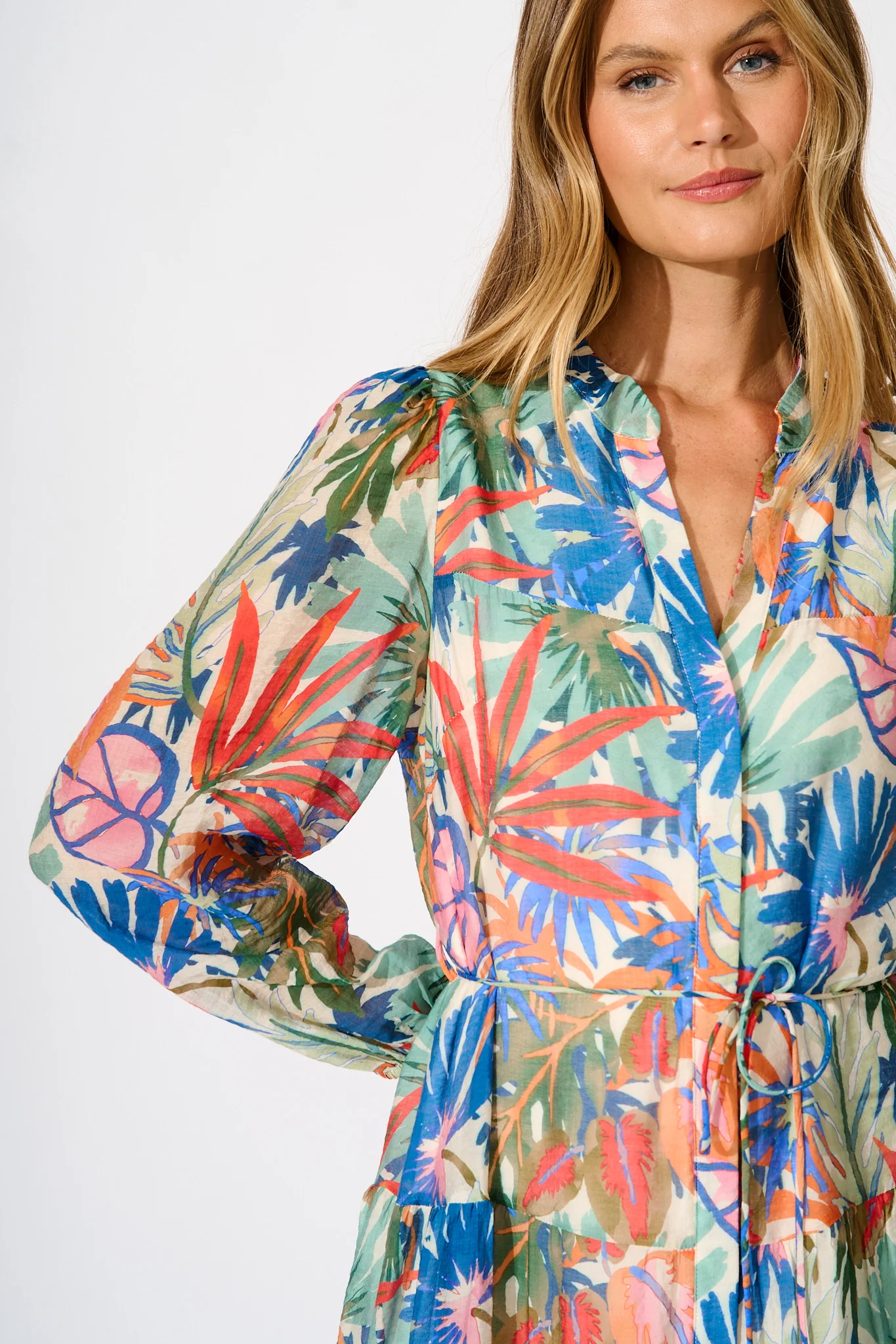Sardinia Midi Dress in Multi Leaf Print - Image 5