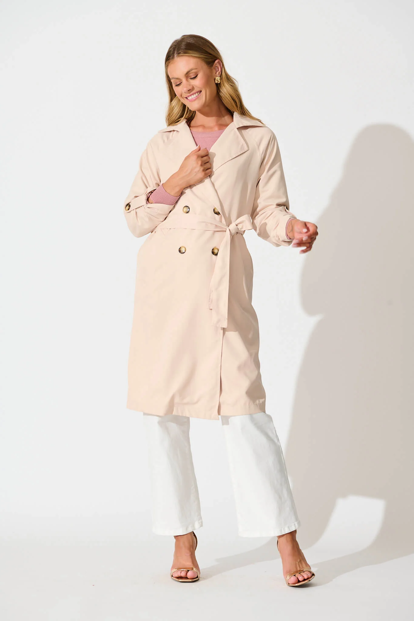 Sasha Trench Coat in Beige - Image 2