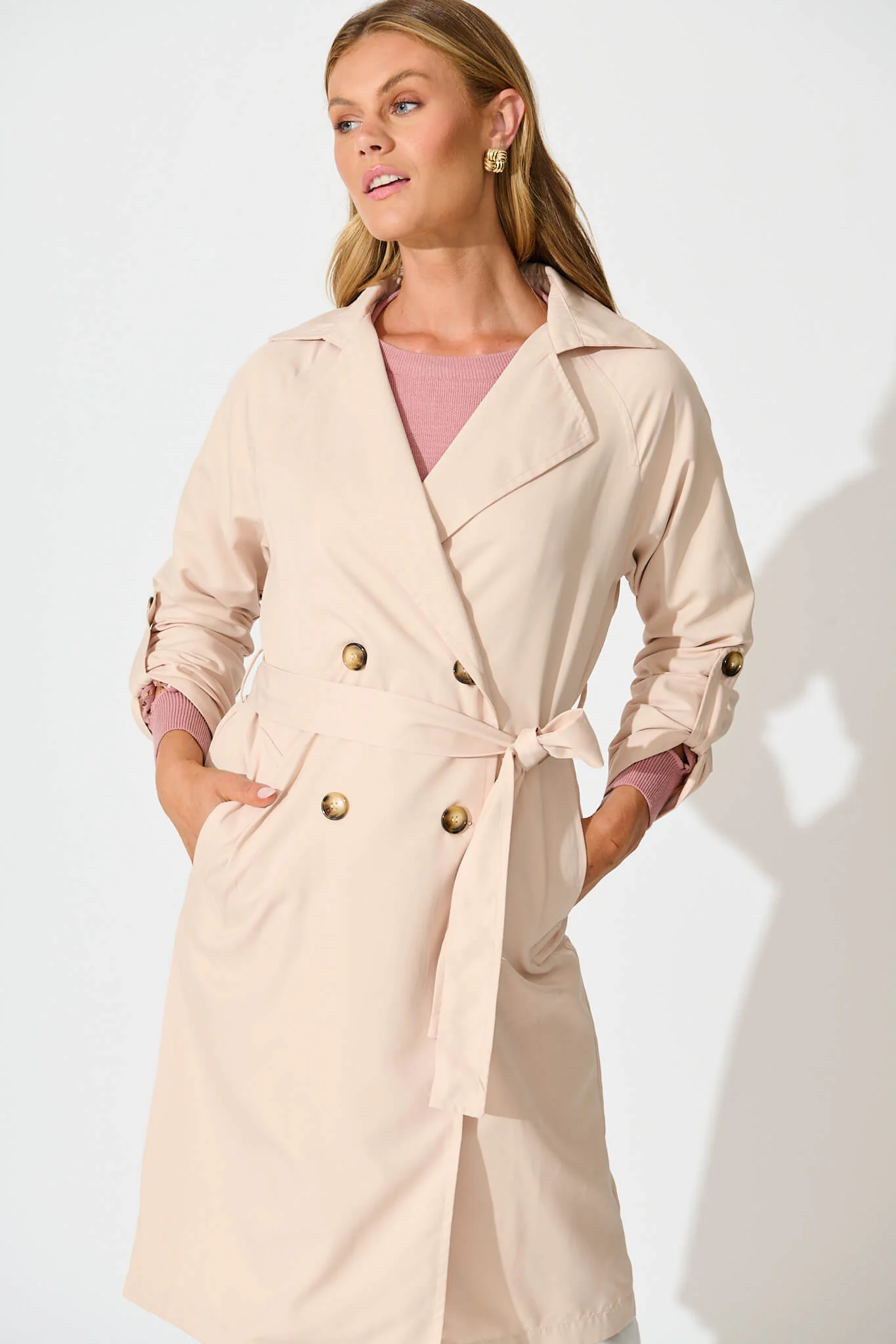 Sasha Trench Coat in Beige - Image 5