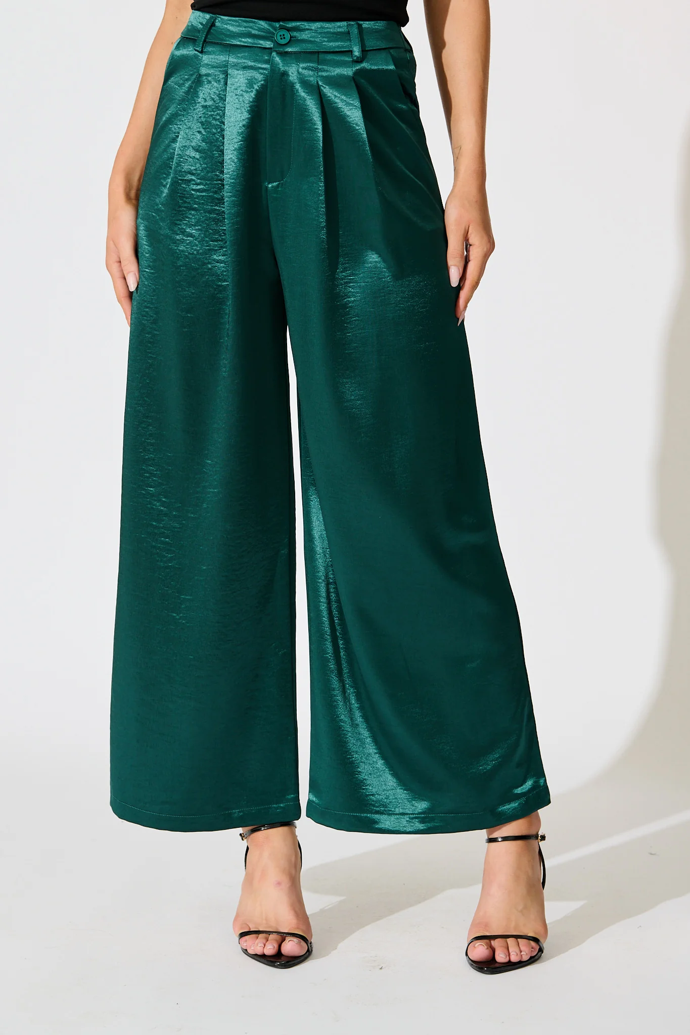 Satin Muse Pant in Emerald