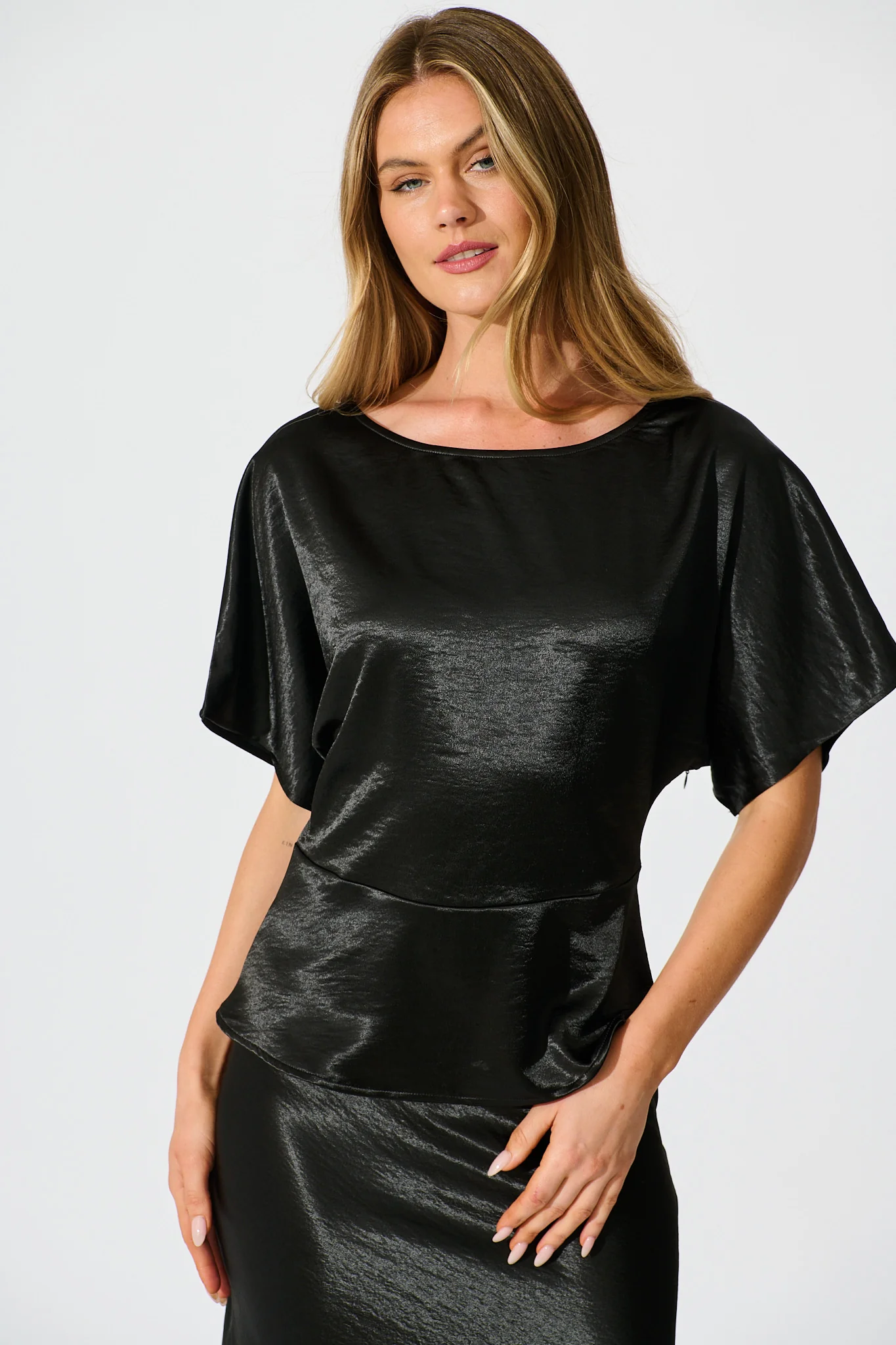 Satin Serenade Top in Black