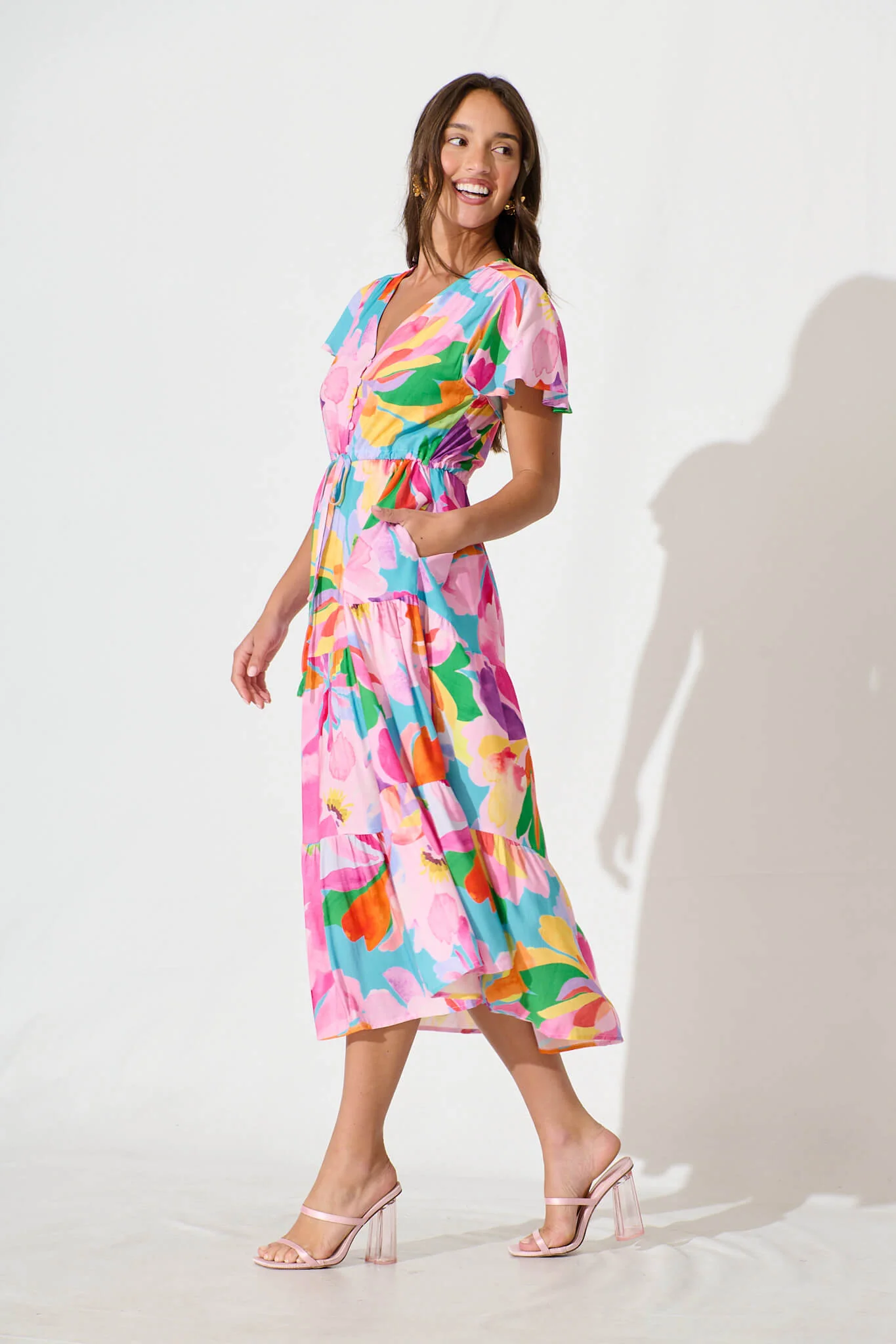 Saturday Midi Dress in Multi Print - Image 3