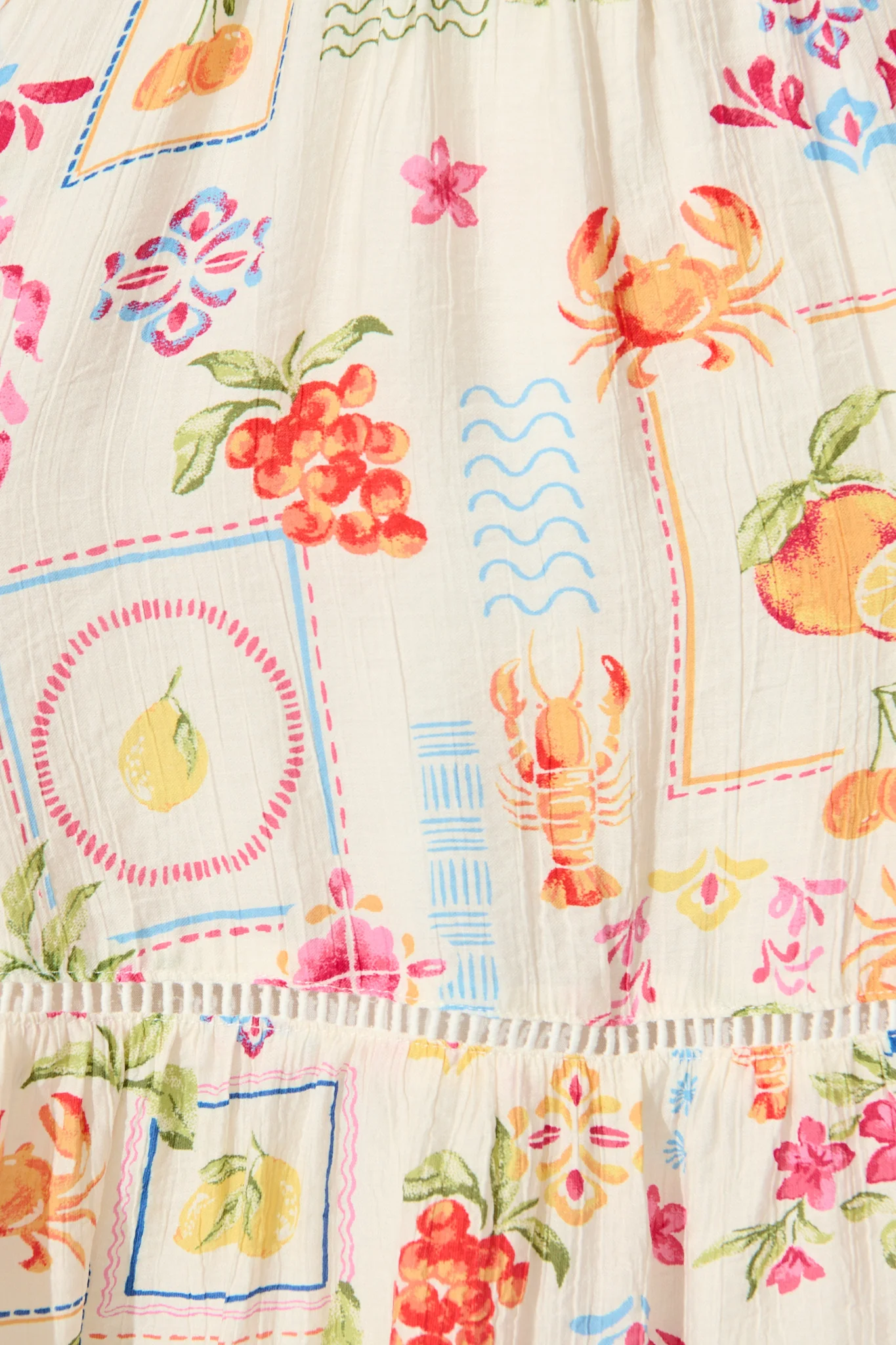 Sauline Dress in Cream Multi Postcard Print - Image 6