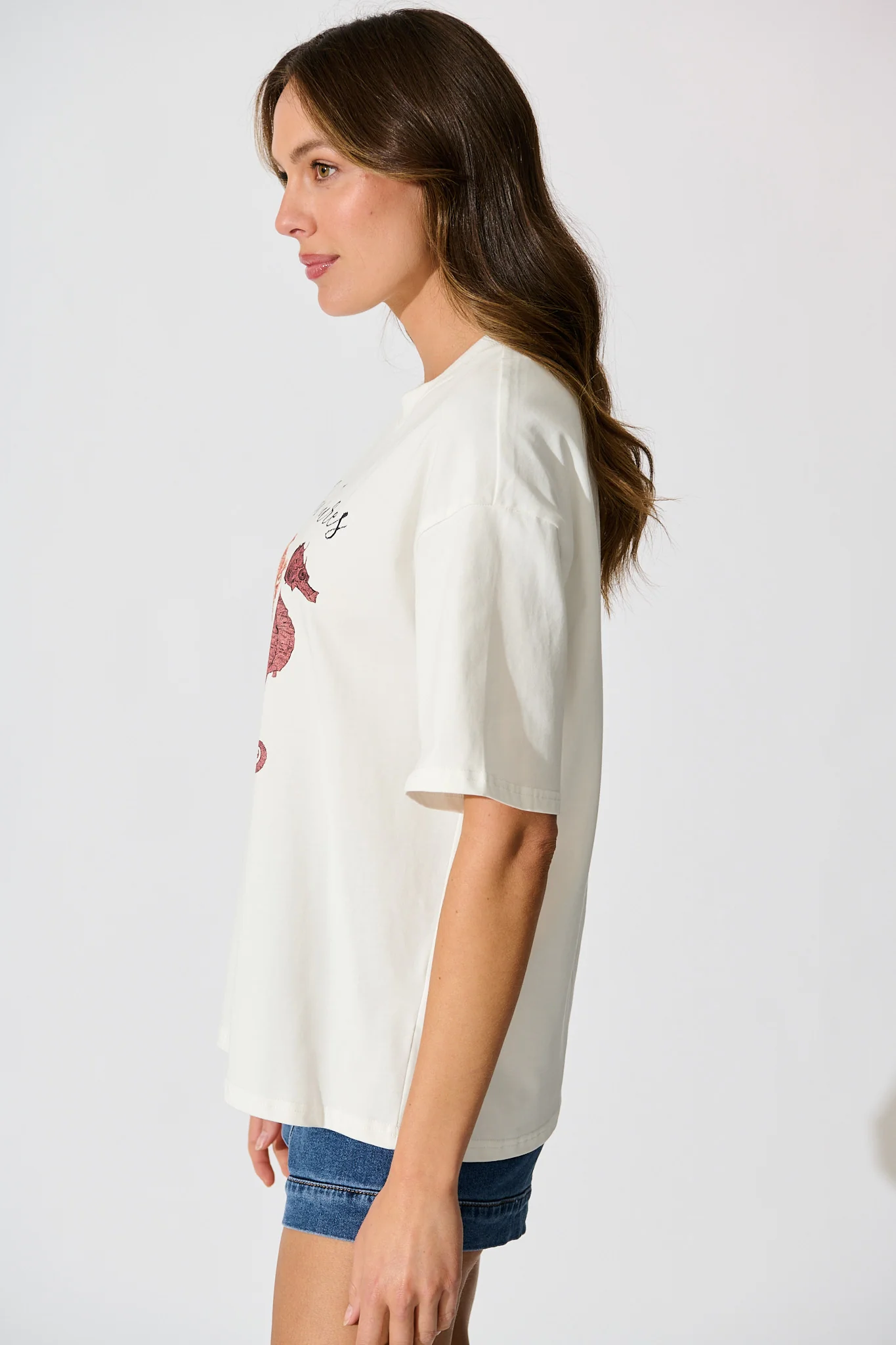 Sea Lover T Shirt in White with Multi Seashell Cotton - Image 3