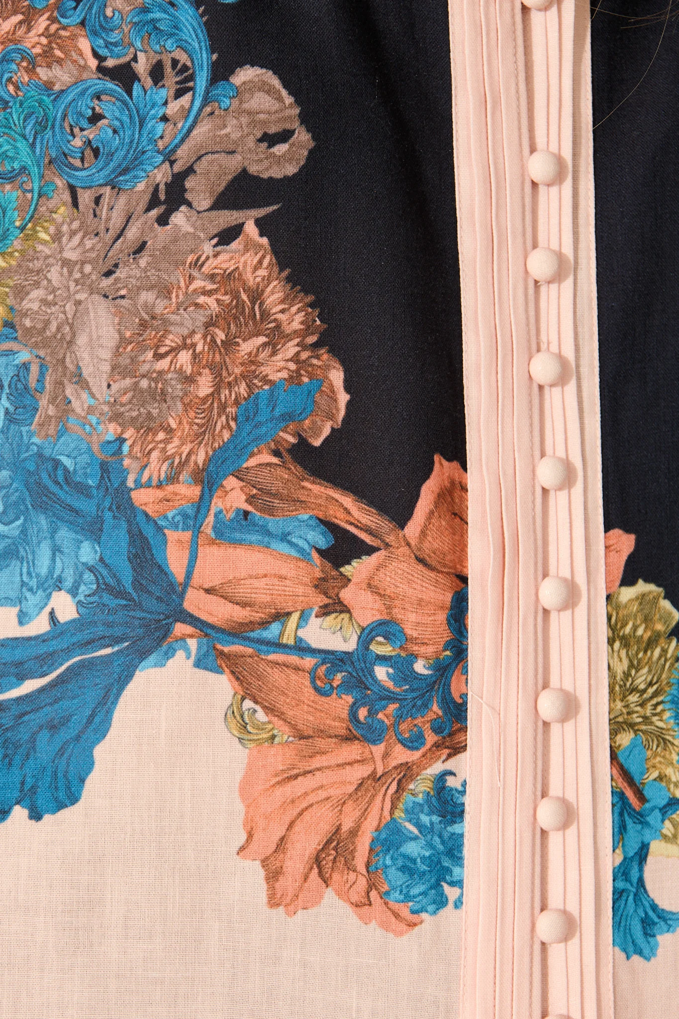 Secret Bloom Blouse Top in Black Multi Floral Linen Blend - Image 12