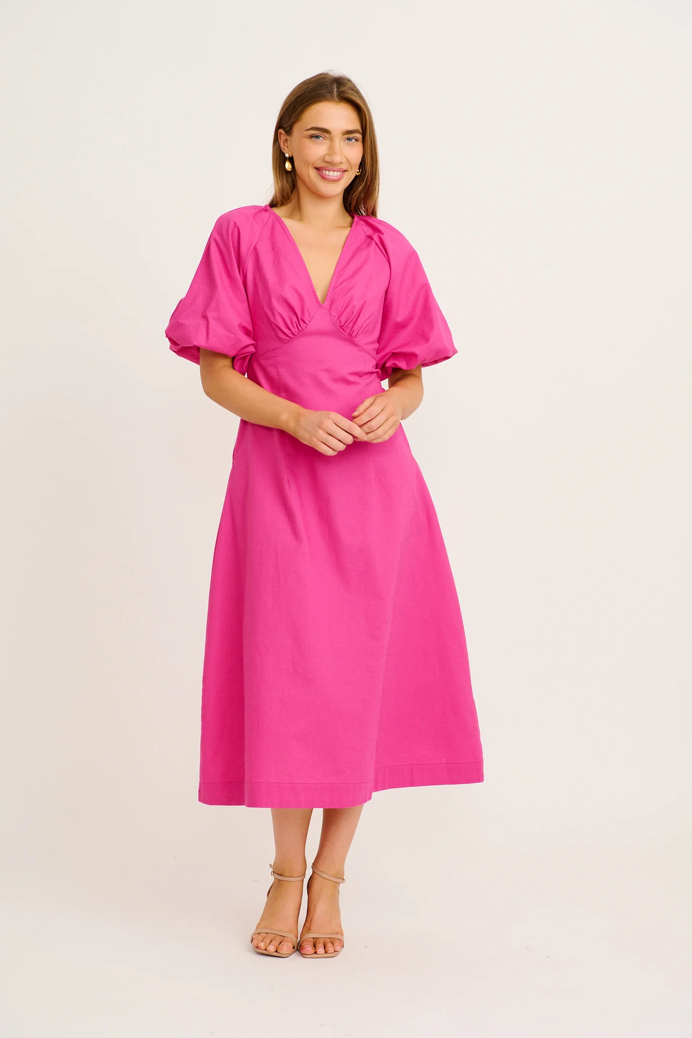 Secret Radiance Maxi Dress in Magenta Linen Blend - Image 3