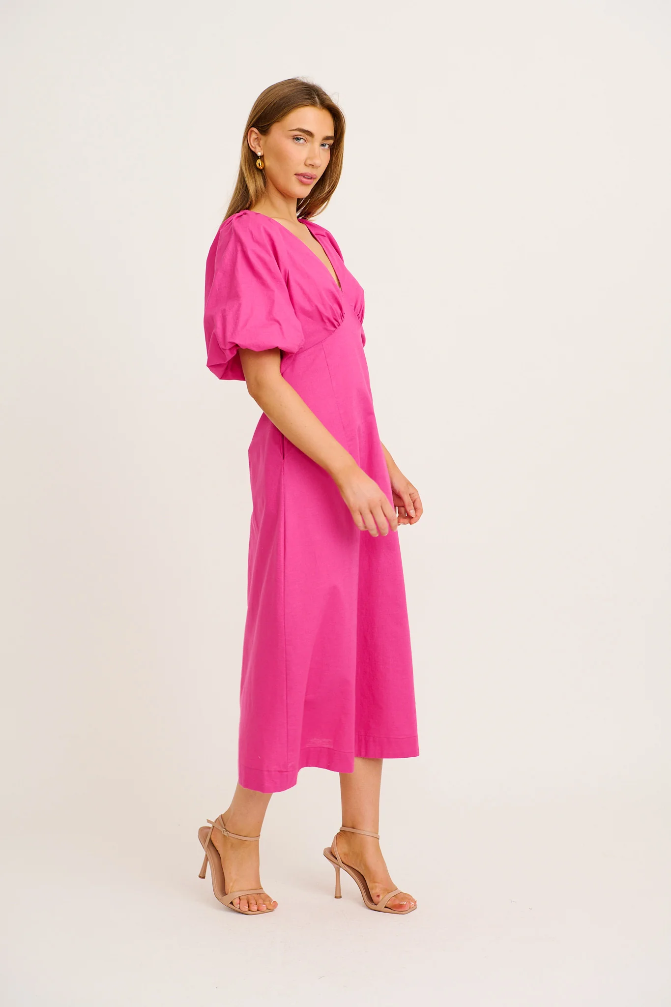 Secret Radiance Maxi Dress in Magenta Linen Blend - Image 8