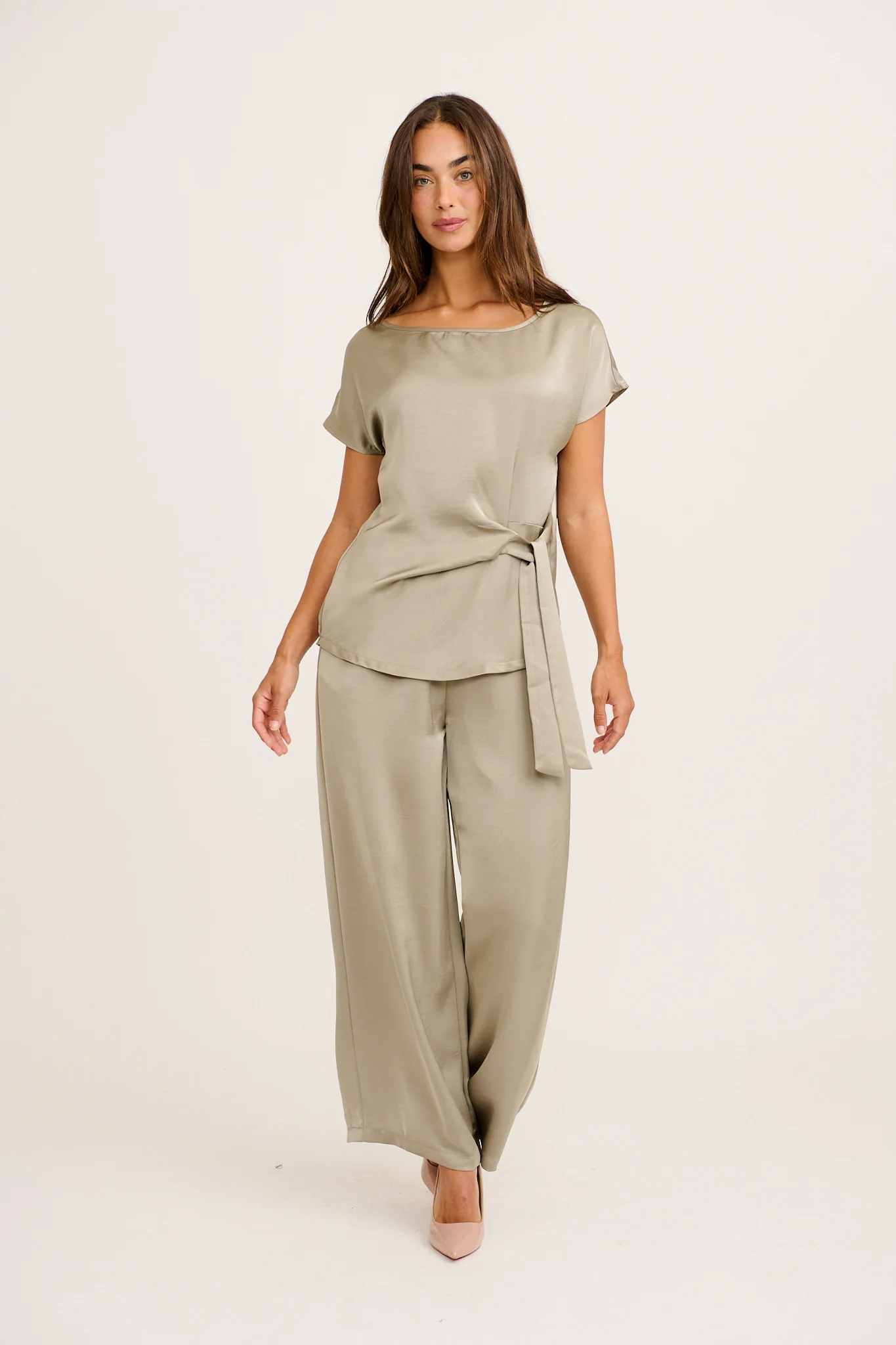 Sedona Top in Khaki Satin - Image 4