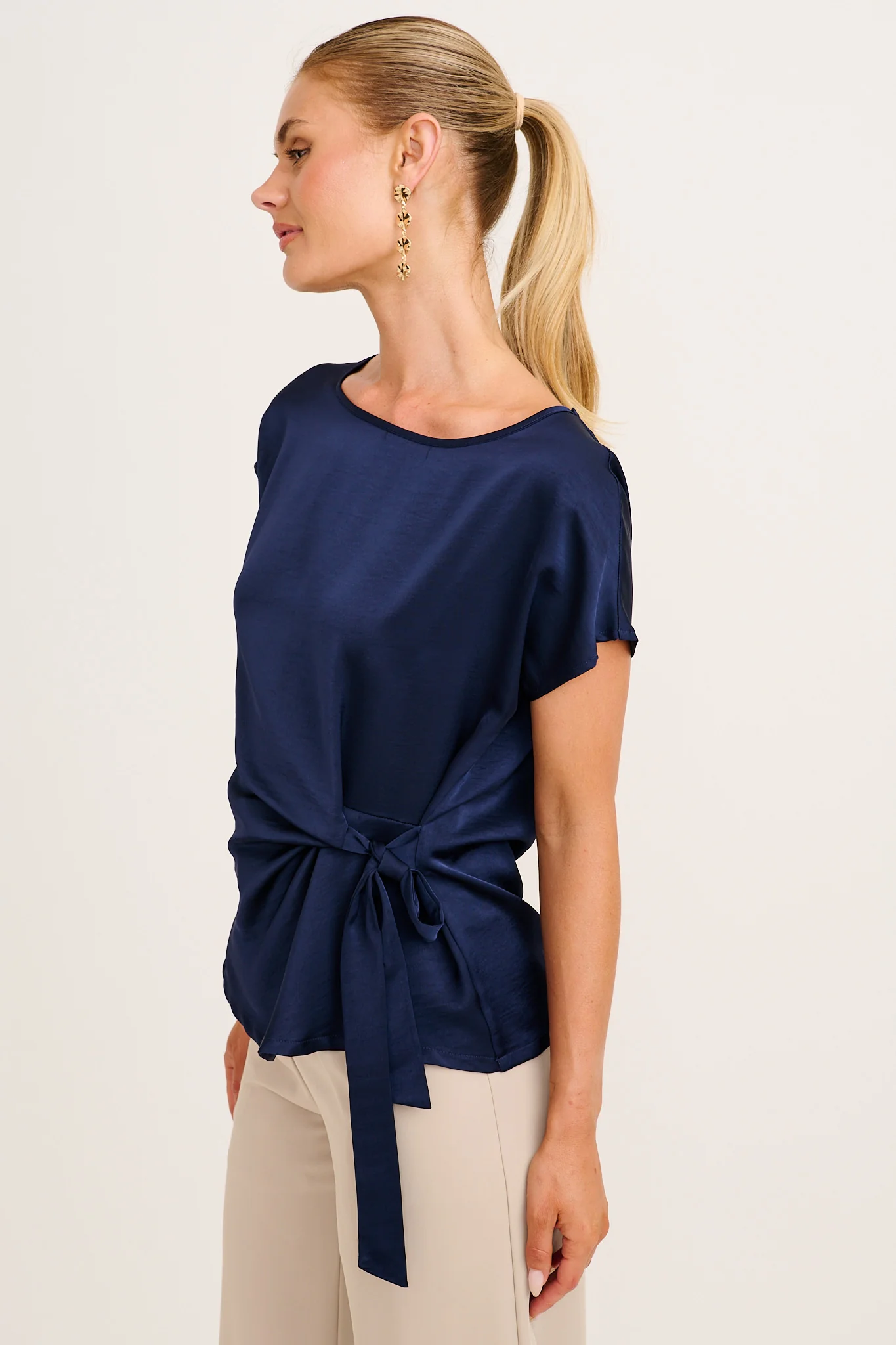 Sedona Top in Navy Satin - Image 2