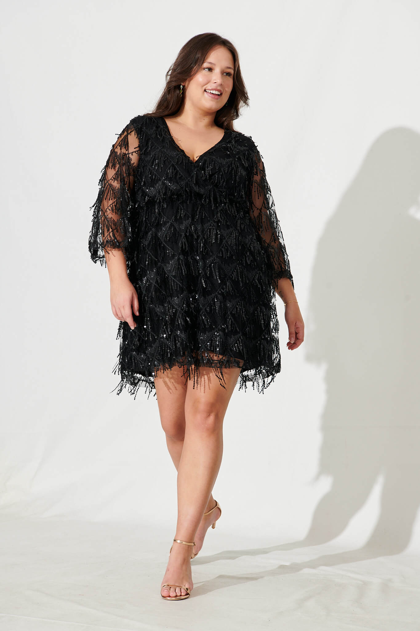 Seema Sequin Dress In Black Sequin - Image 3