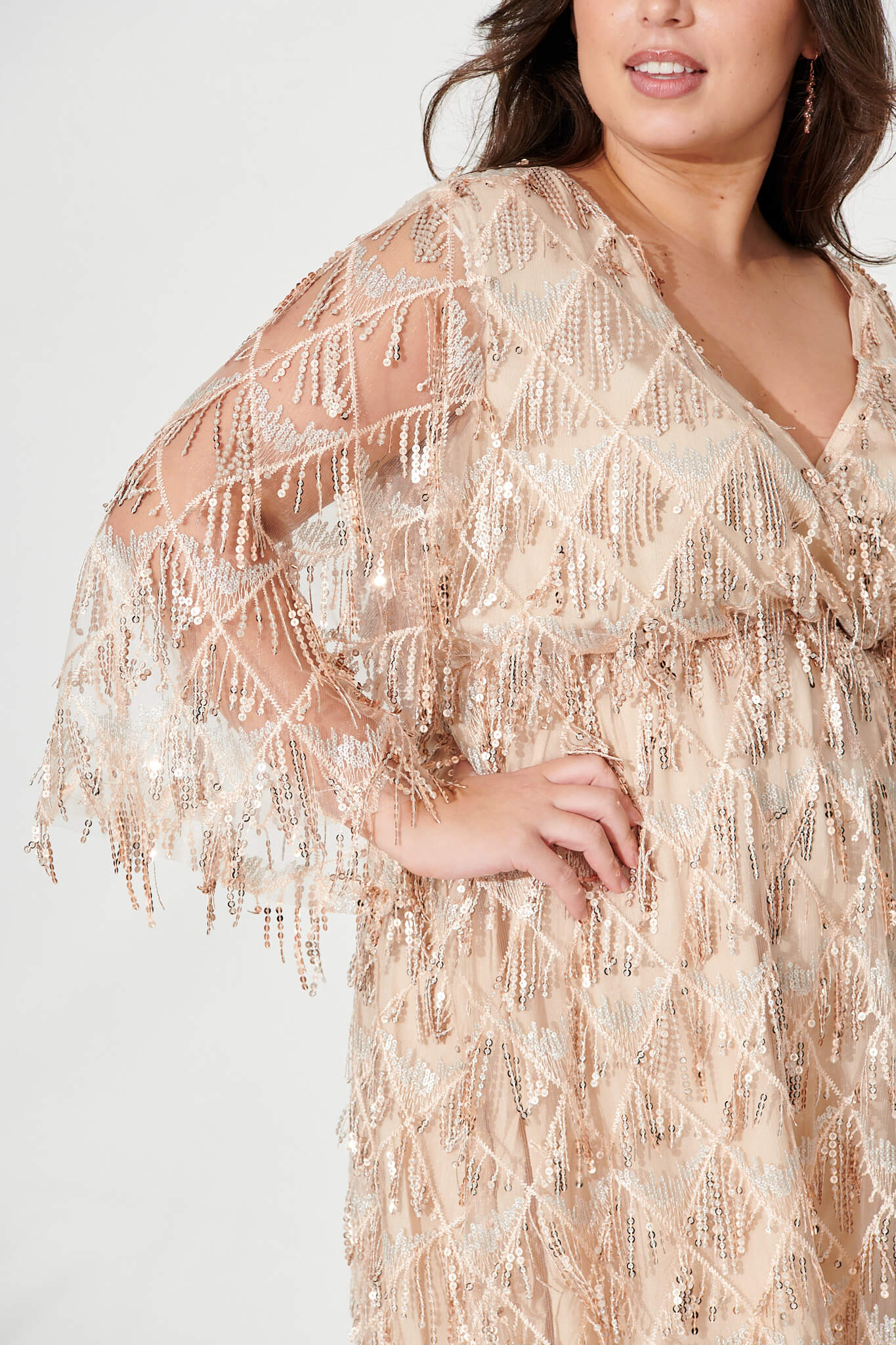 Seema Sequin Dress In Rose Gold Sequin - Image 10