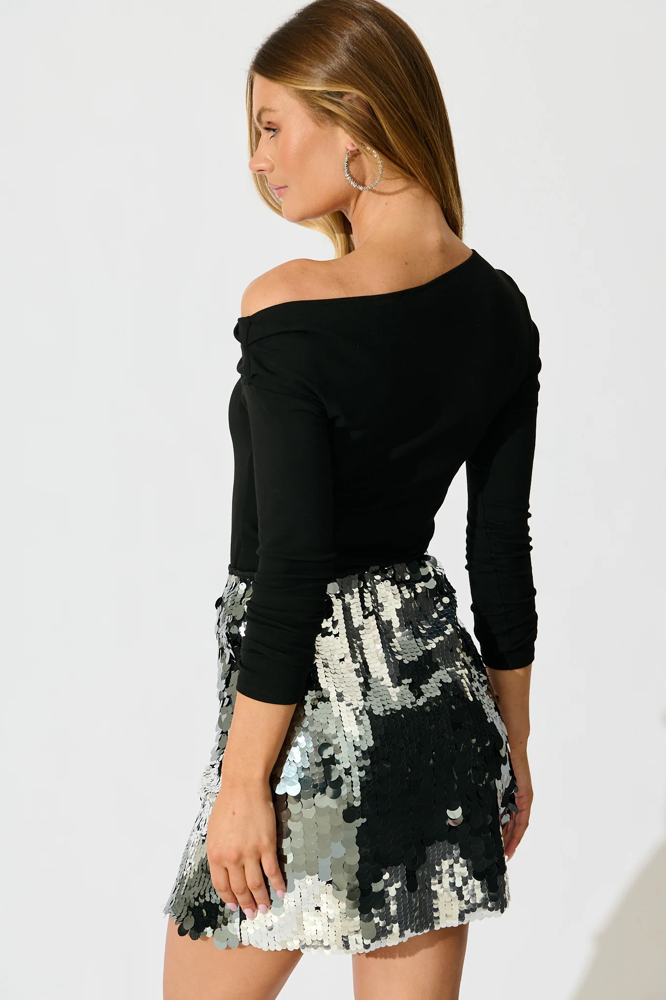 Sequinned Seduction Skirt in Silver Multi Sequin - Image 6