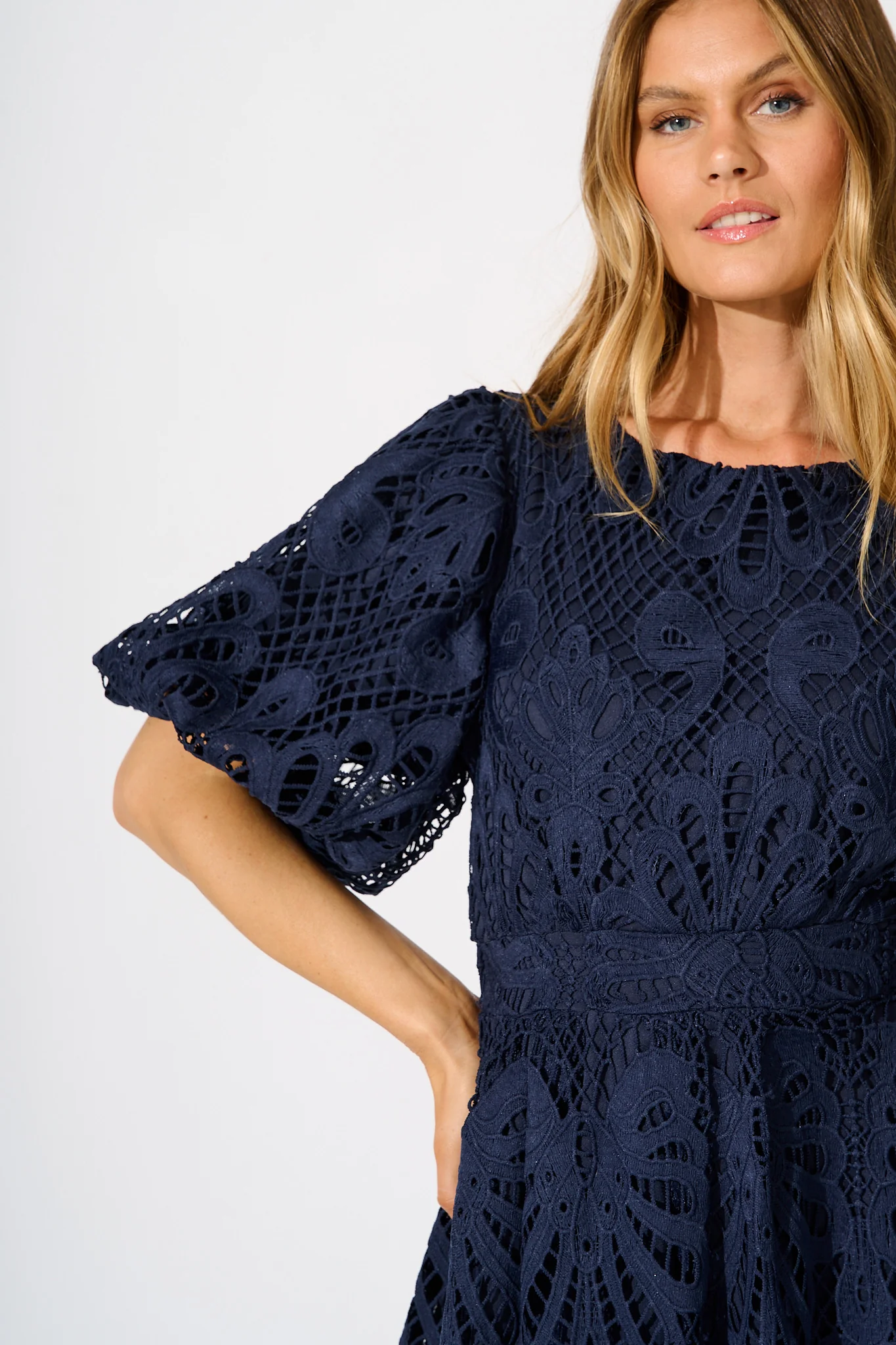 Seraphina Lace Dress in Navy - Image 5