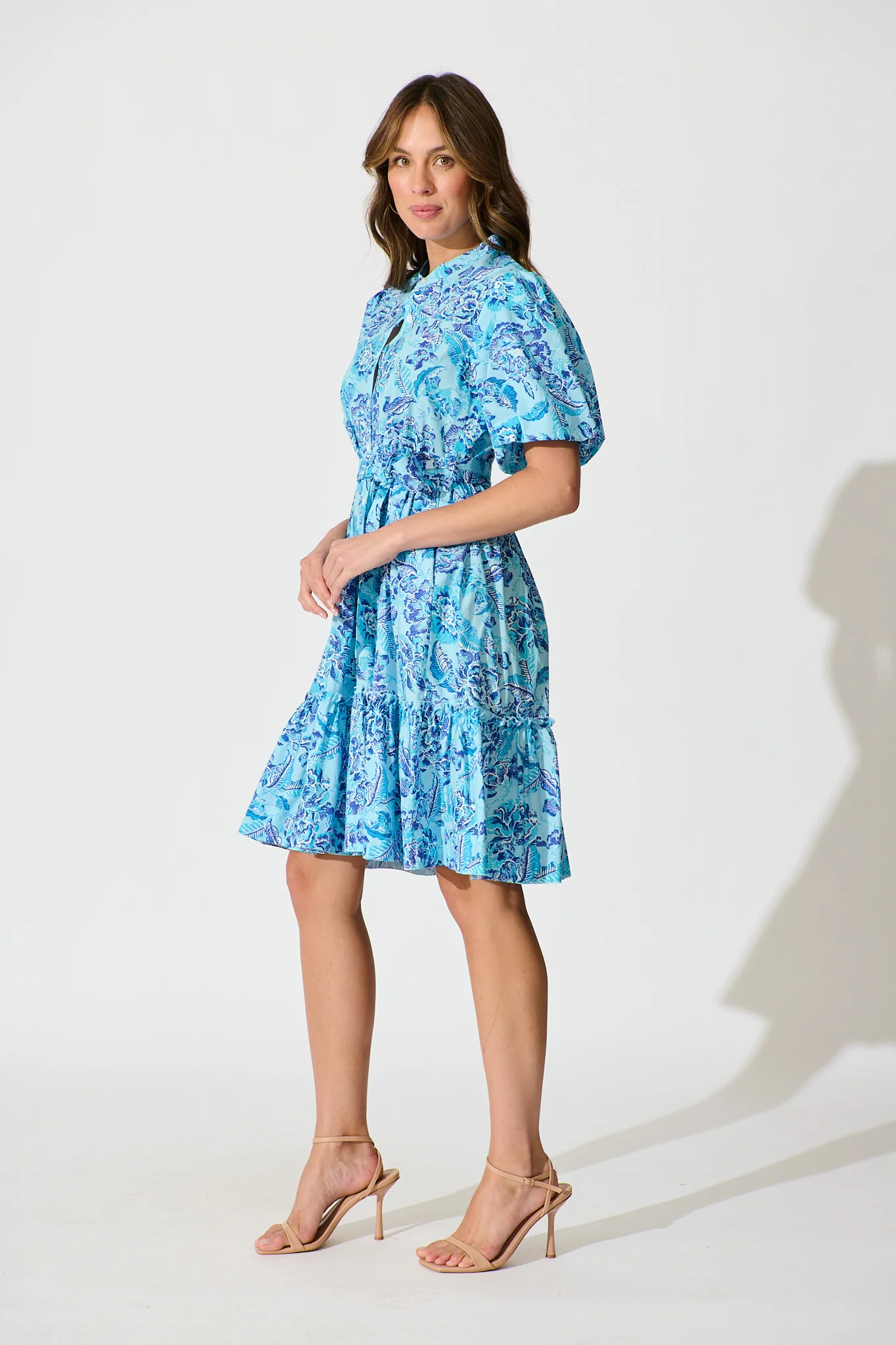 Seraya Dress in Blue Floral Cotton - Image 3
