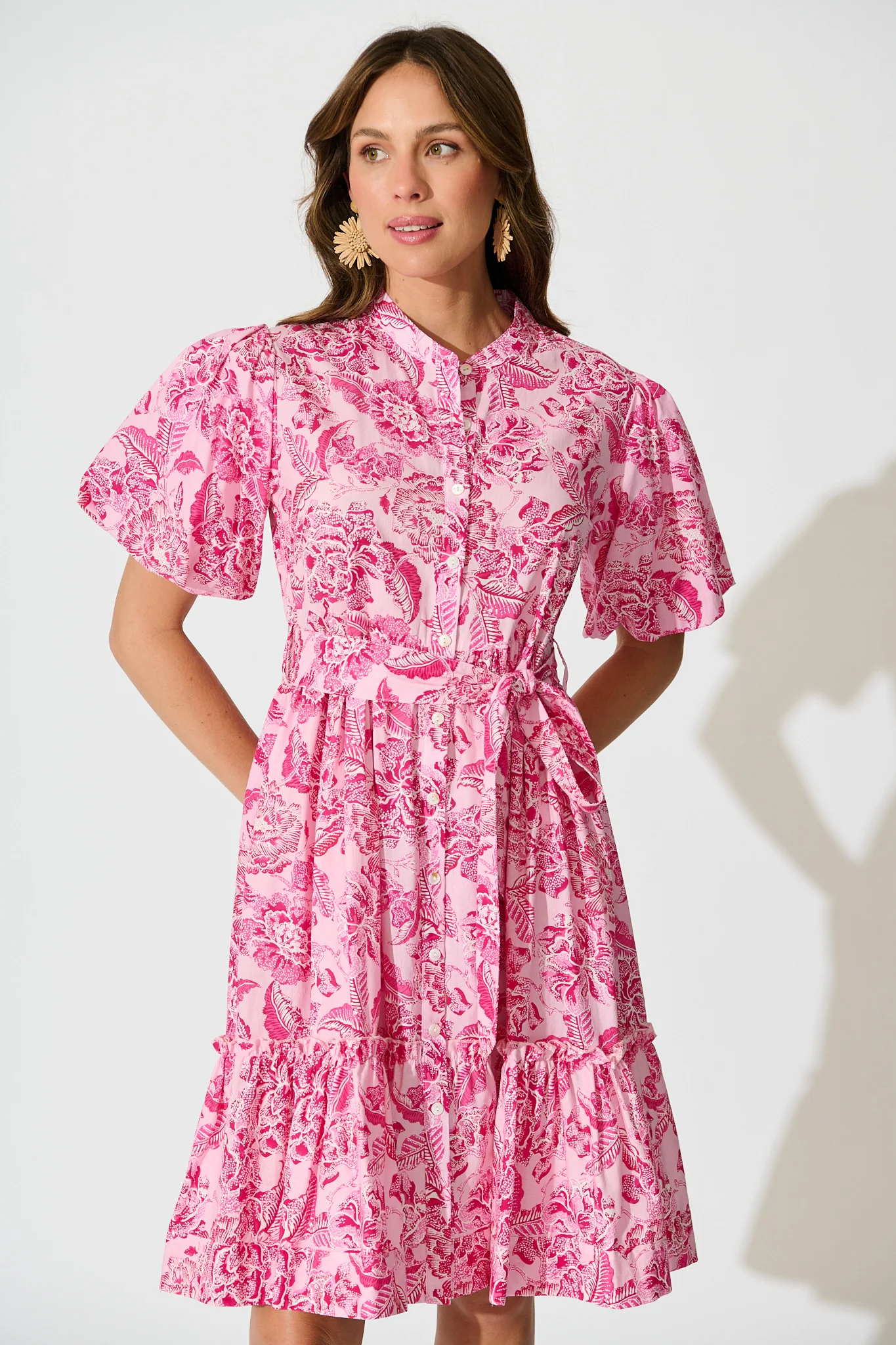 Seraya Dress in Pink Floral Cotton - Image 2