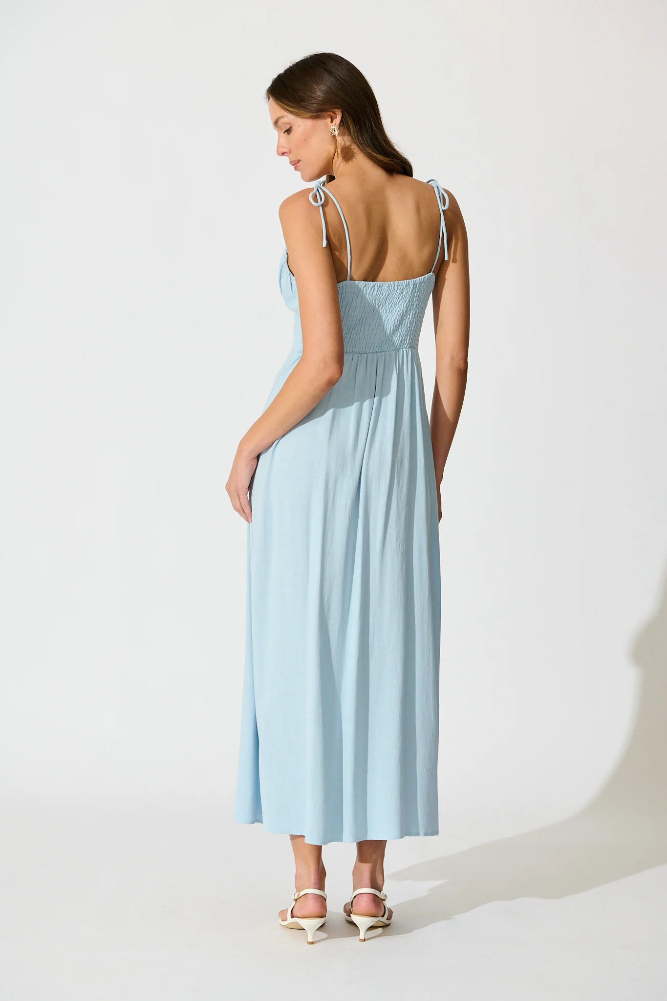 Shani Maxi Dress in Light Blue Linen Blend - Image 4