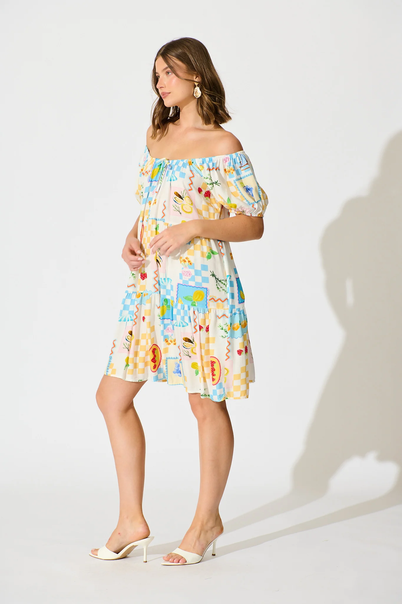 Sharanne Smock Dress in Multi Fruit Print - Image 3