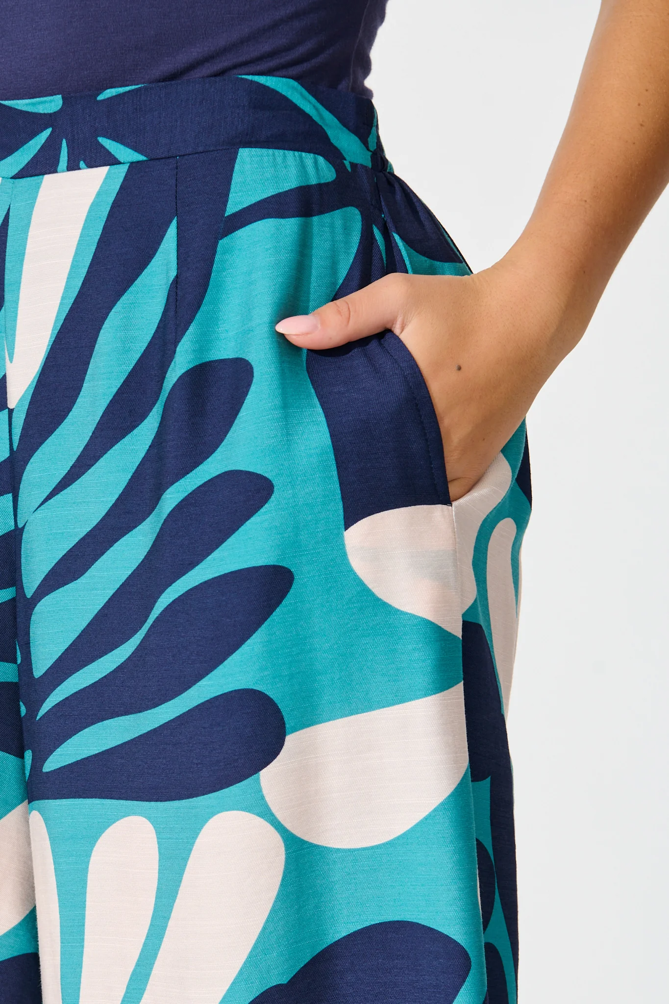 Sheer Luck Pant in Multi Blue Print - Image 5