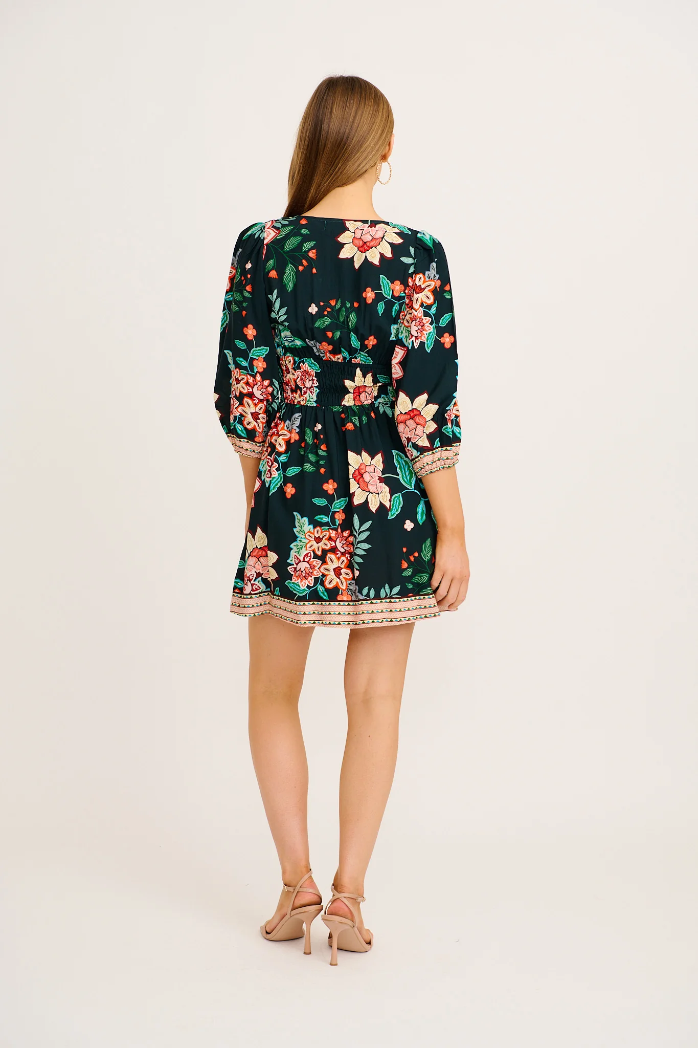 Shimmer Dress in Emerald with Multi Floral - Image 4