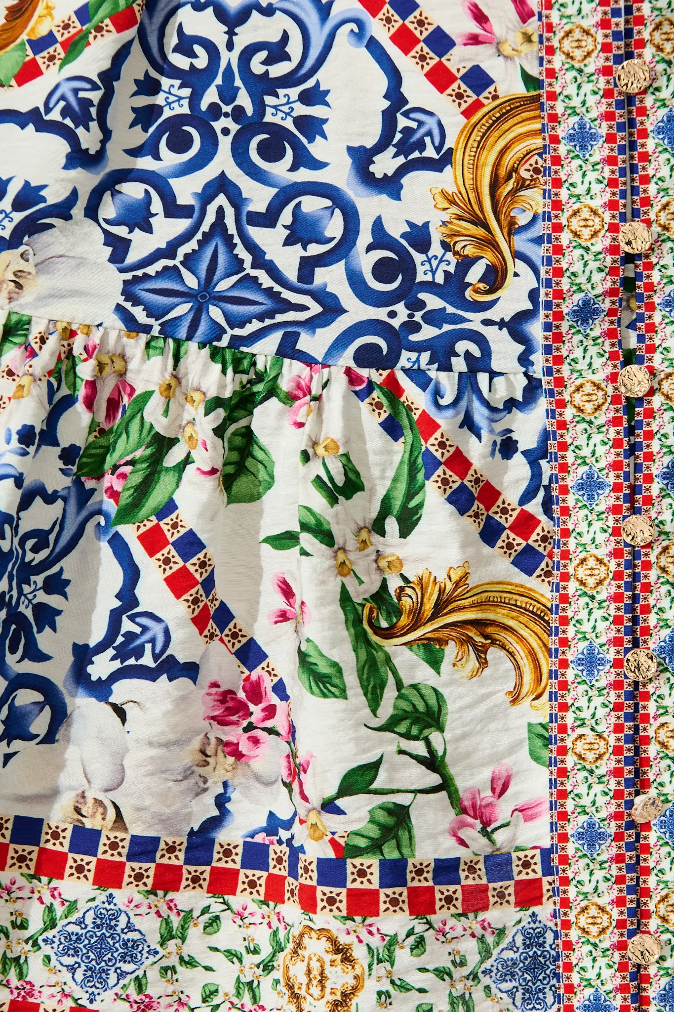Sicilian Tile Dress in White with Multi Print - Image 9