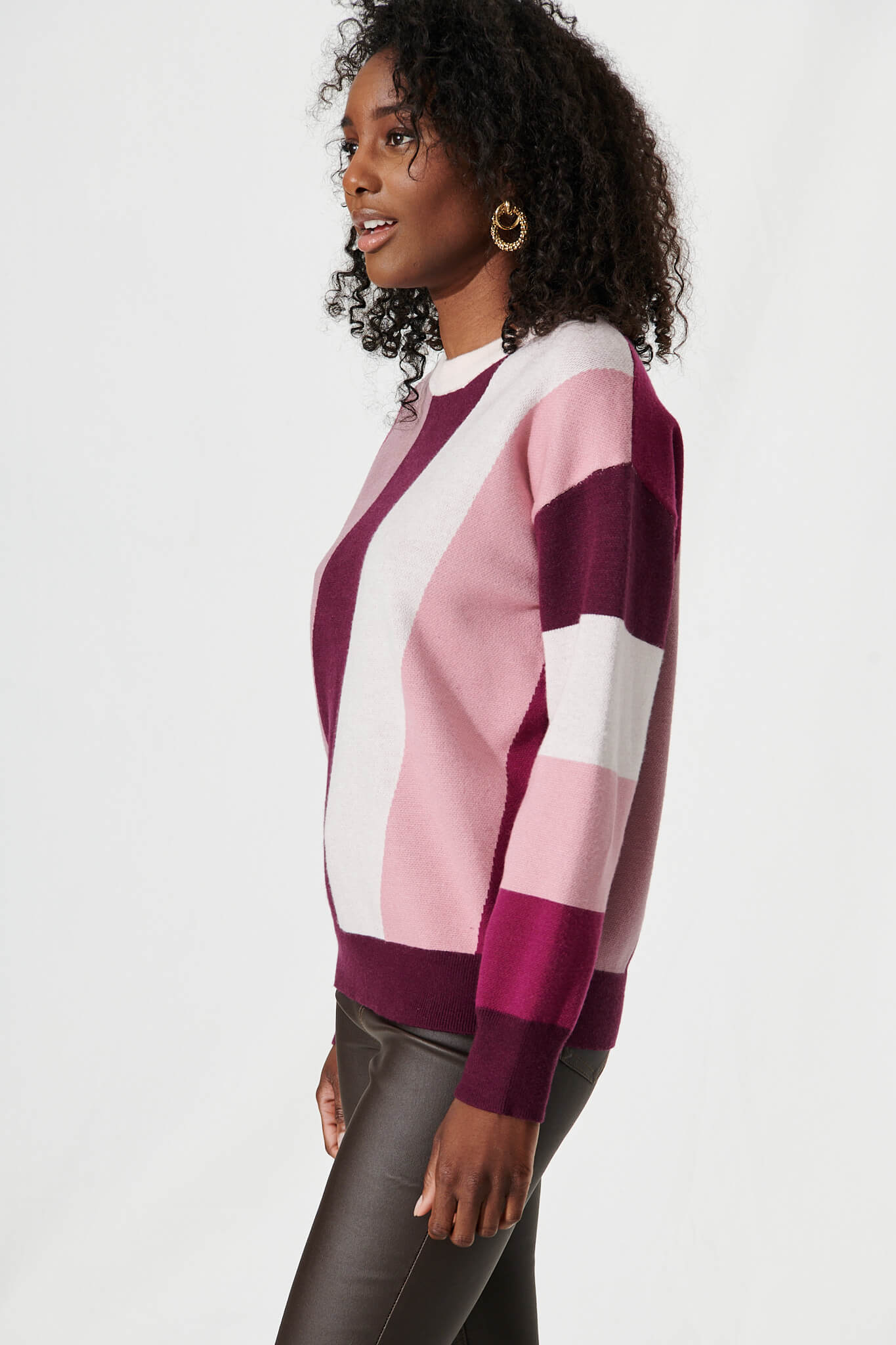 Sierra Knit In Plum Multi Stripe Cotton Blend - Image 8