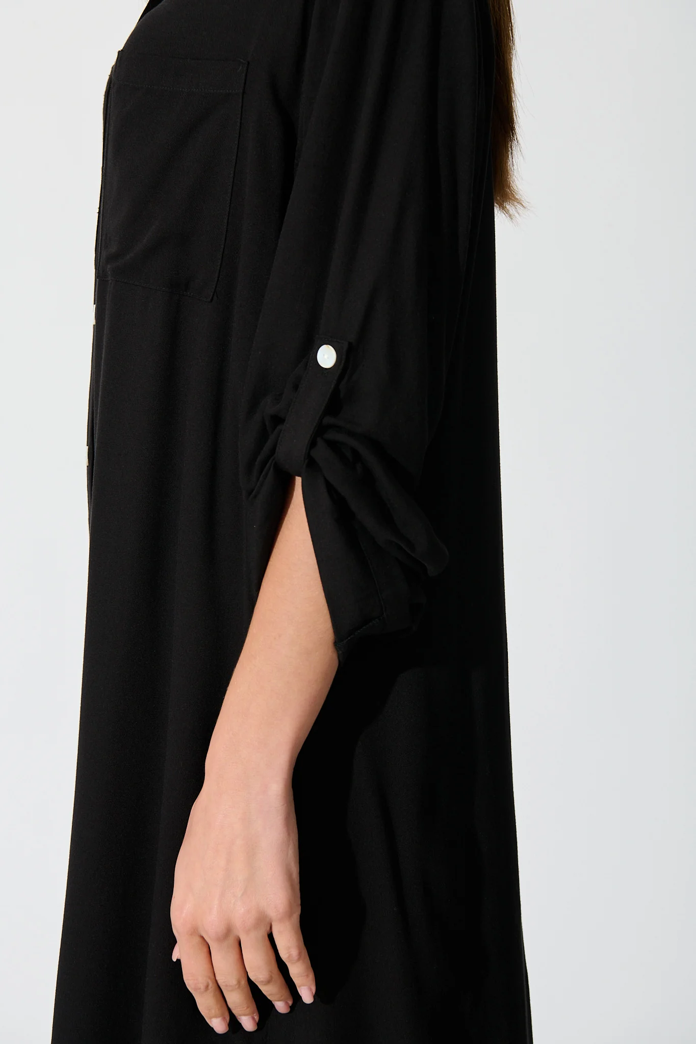 Silvena Midi Shirt Dress in Black - Image 6