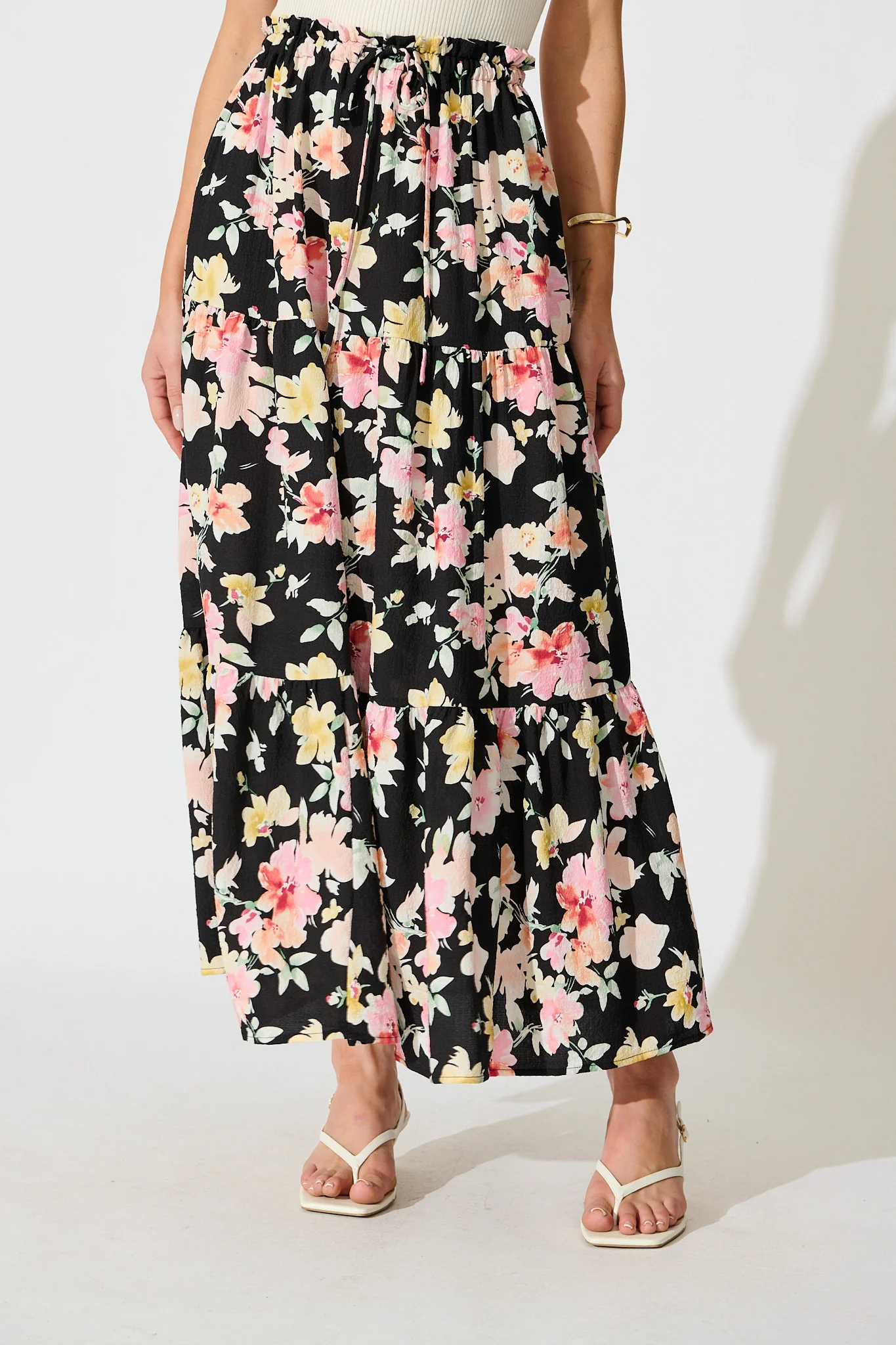 Sinead Maxi Skirt in Black Multi Floral