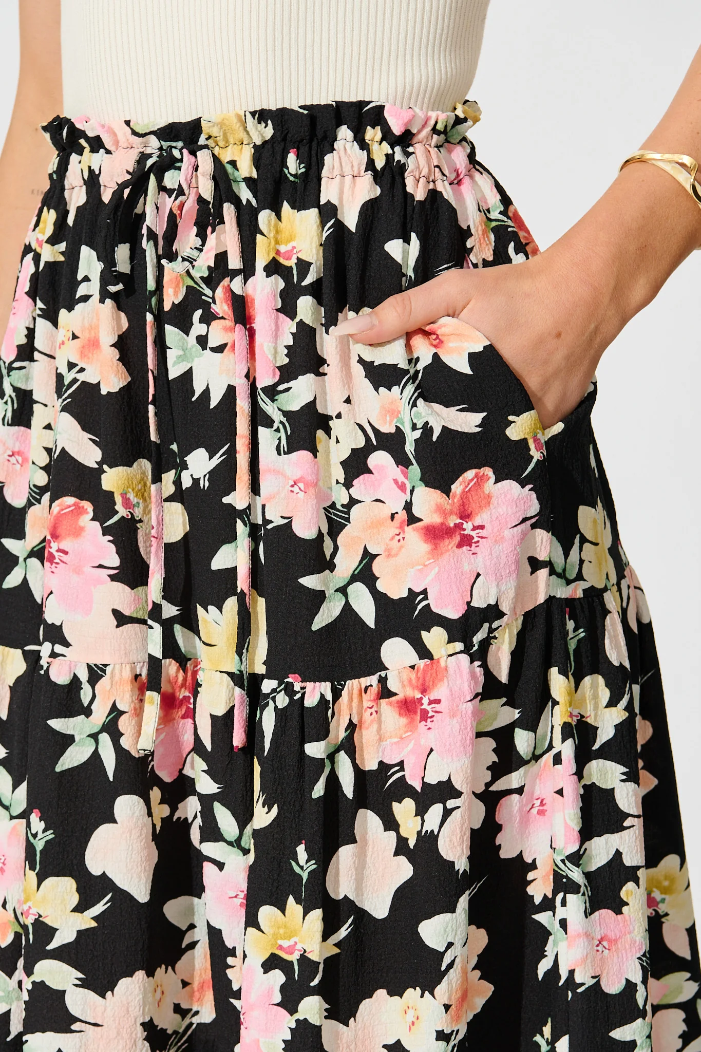 Sinead Maxi Skirt in Black Multi Floral - Image 5