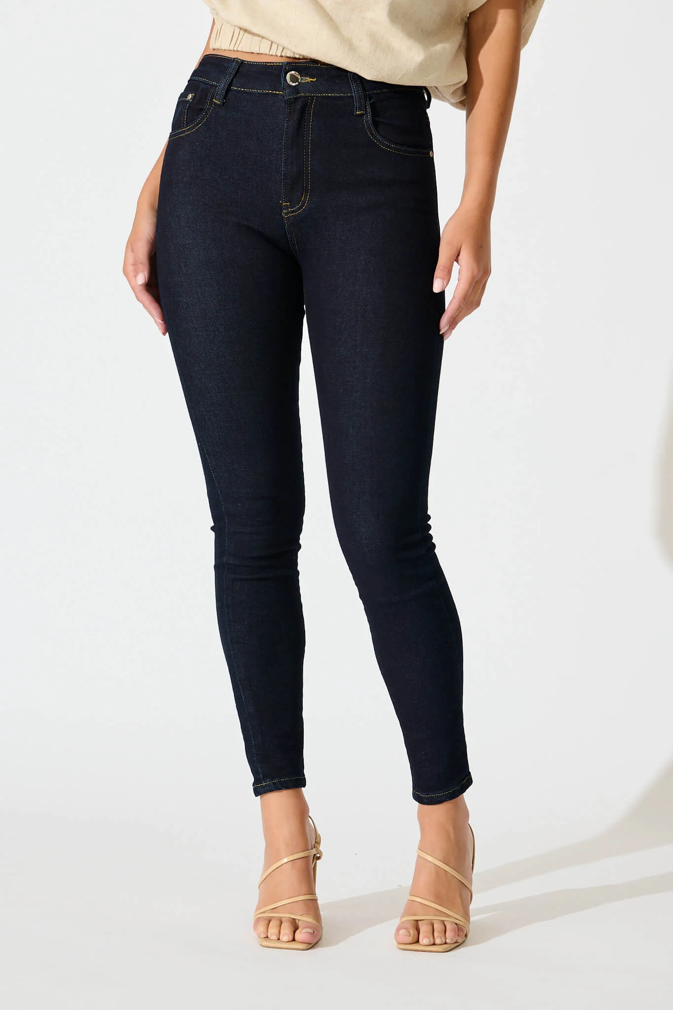 Siren High Rise Skinny Jean in Dark Indigo Denim - Image 2