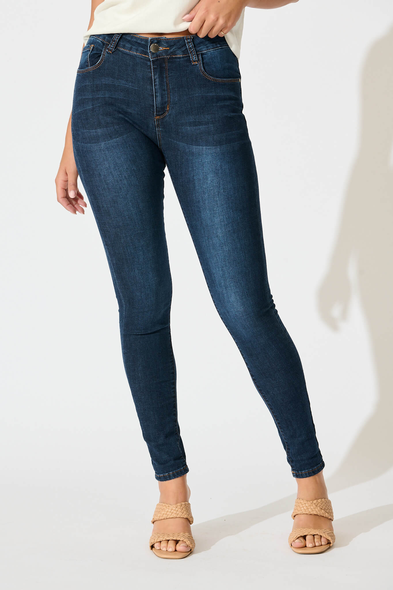 Siren High Rise Skinny Jean in Mid Blue Denim - Image 2