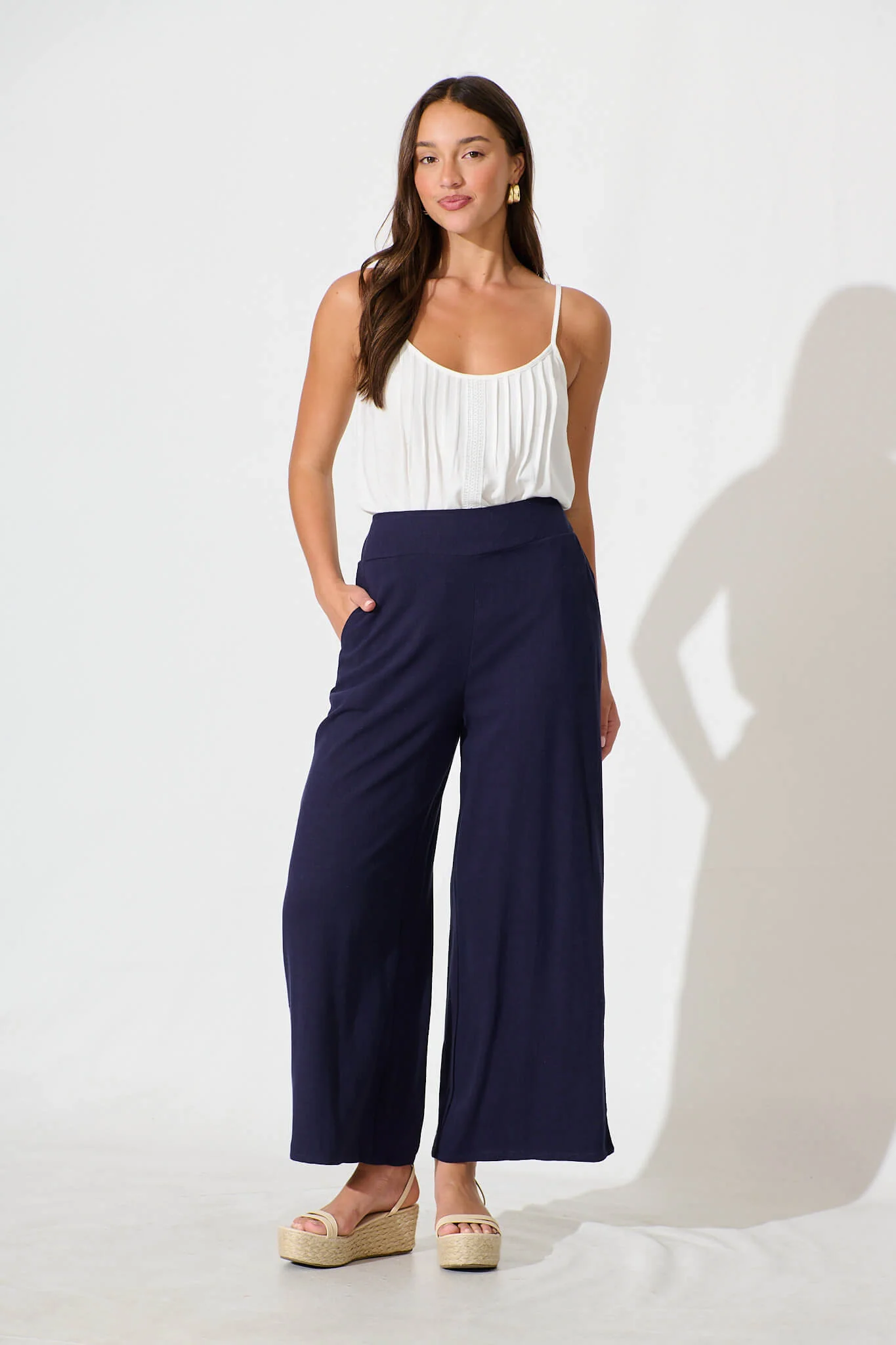 Sirsha Pant in Navy Linen Blend - Image 4