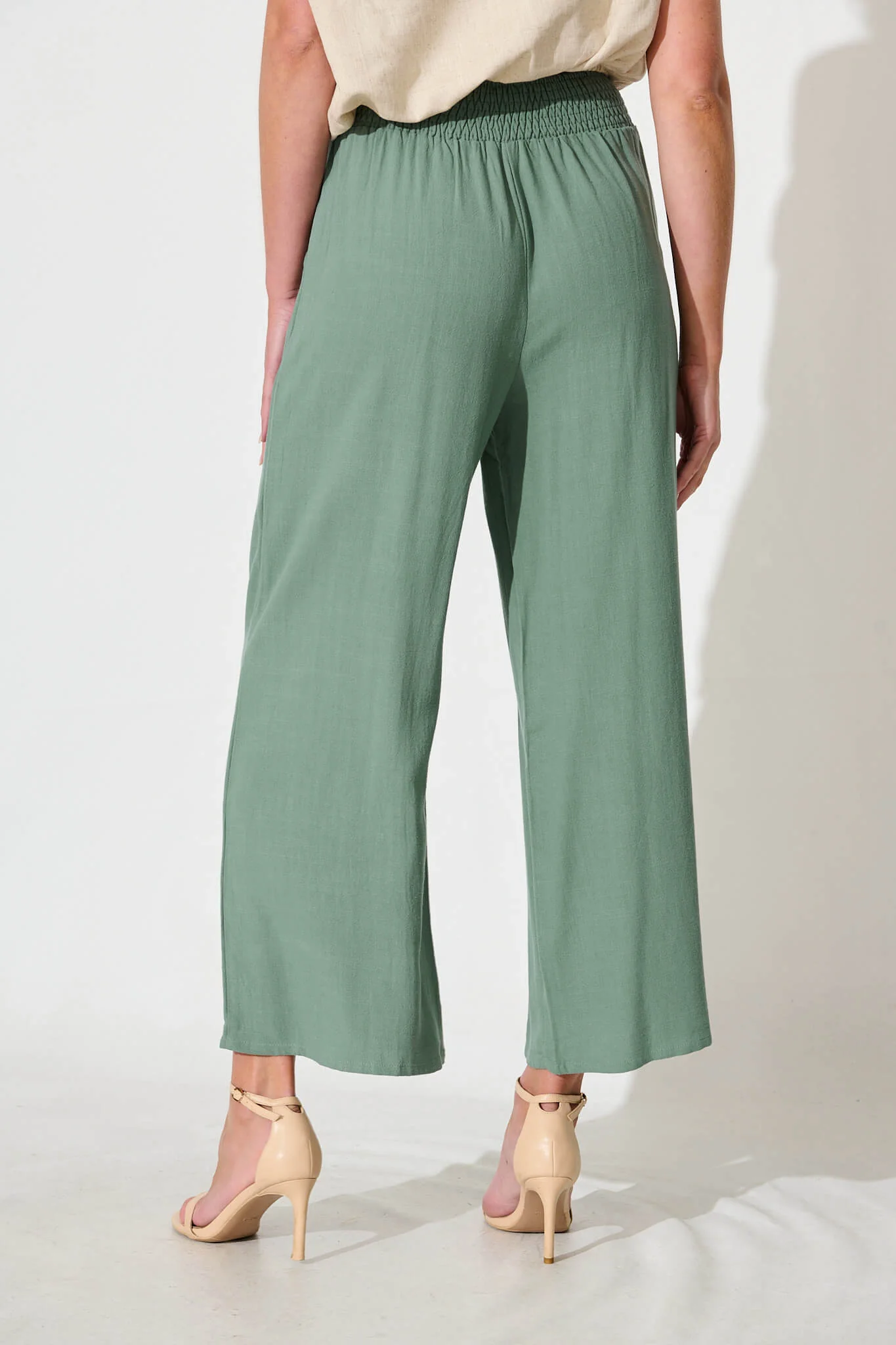 Sirsha Pant in Sage Green Linen Blend - Image 3